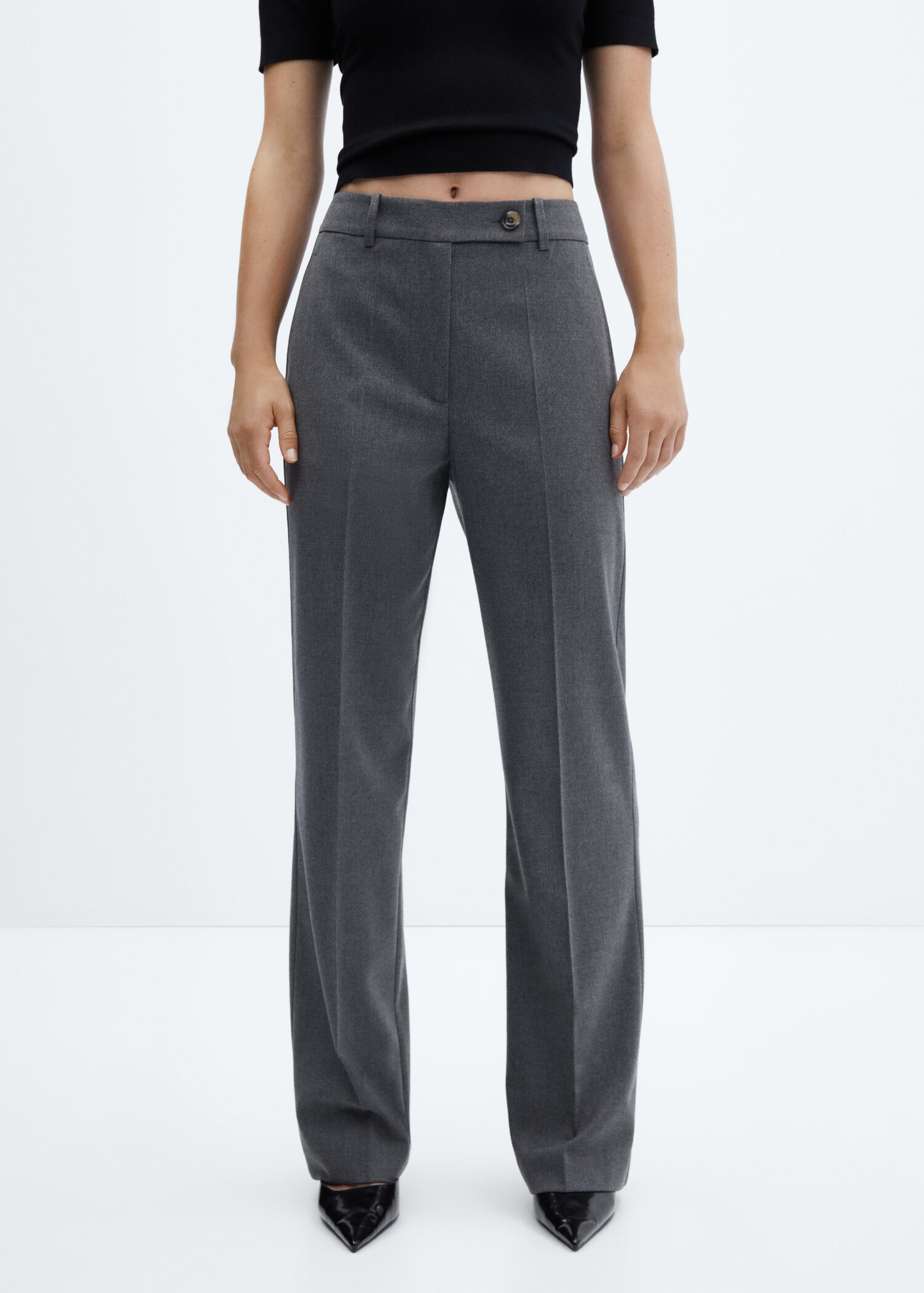 Straight trousers with side button - Medium plane