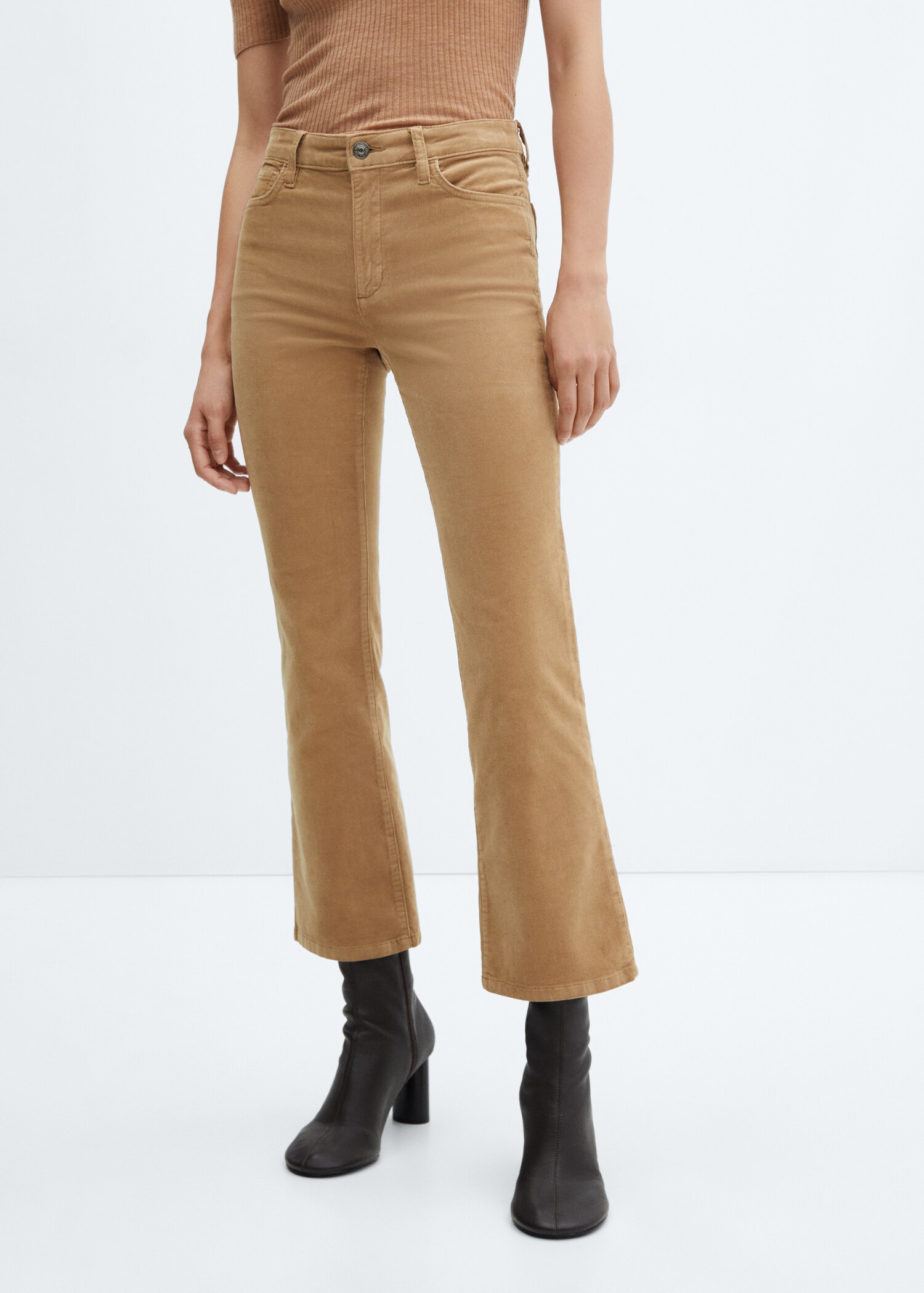 Flared cropped corduroy jeans - Medium plane