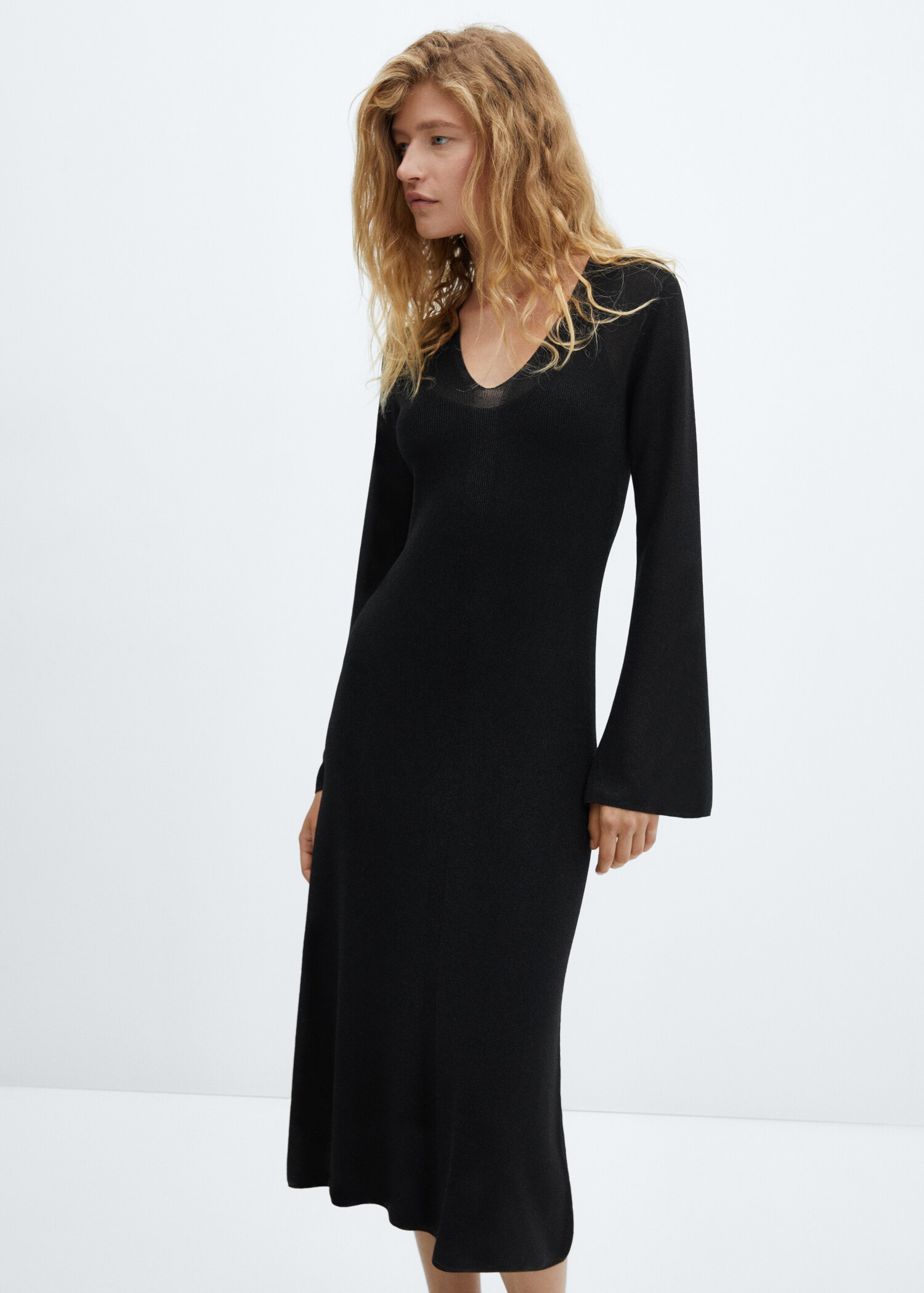 Vestido midi punto lúrex - Plano medio