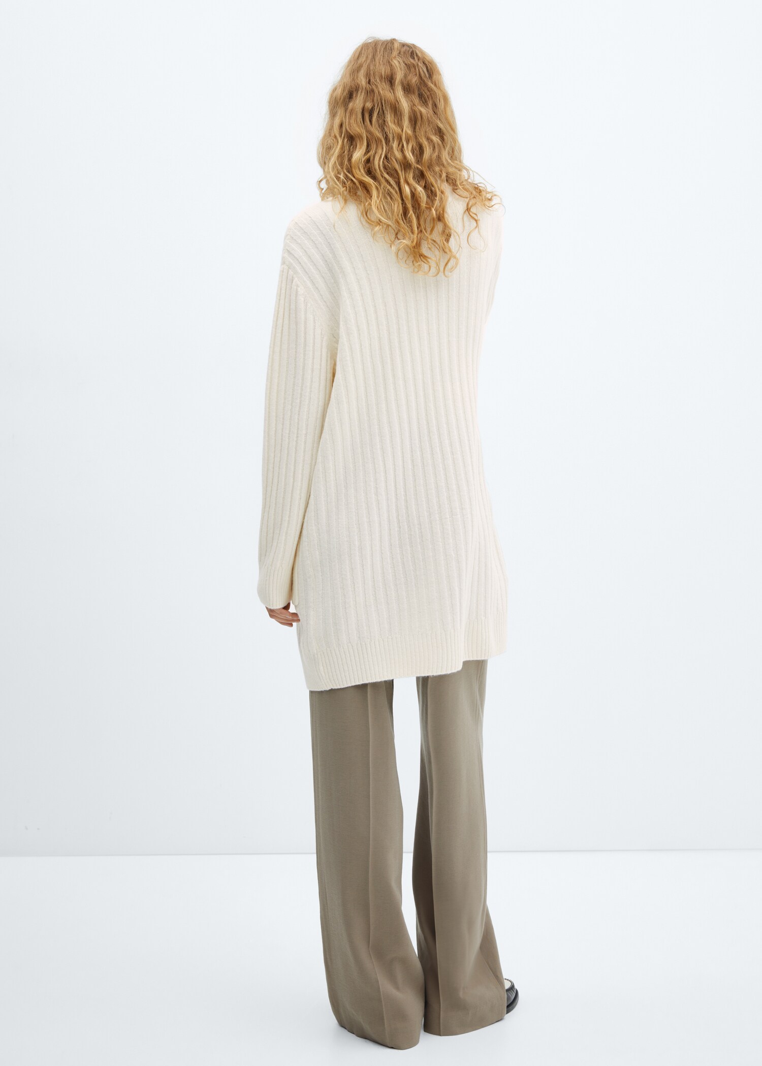 Ribbed long cardigan - Reverse of the article