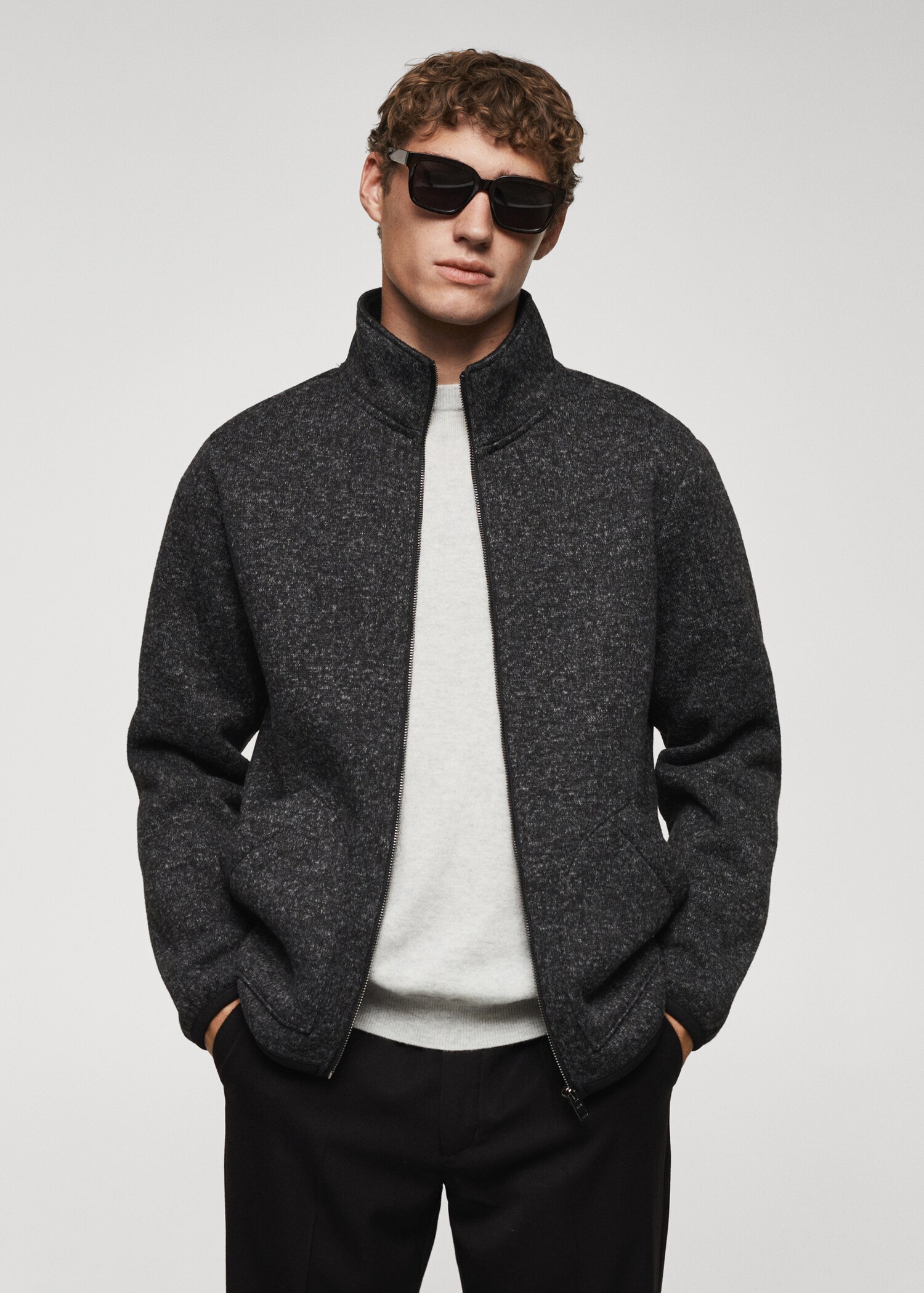 Zipped flecked sweatshirt - Medium plane