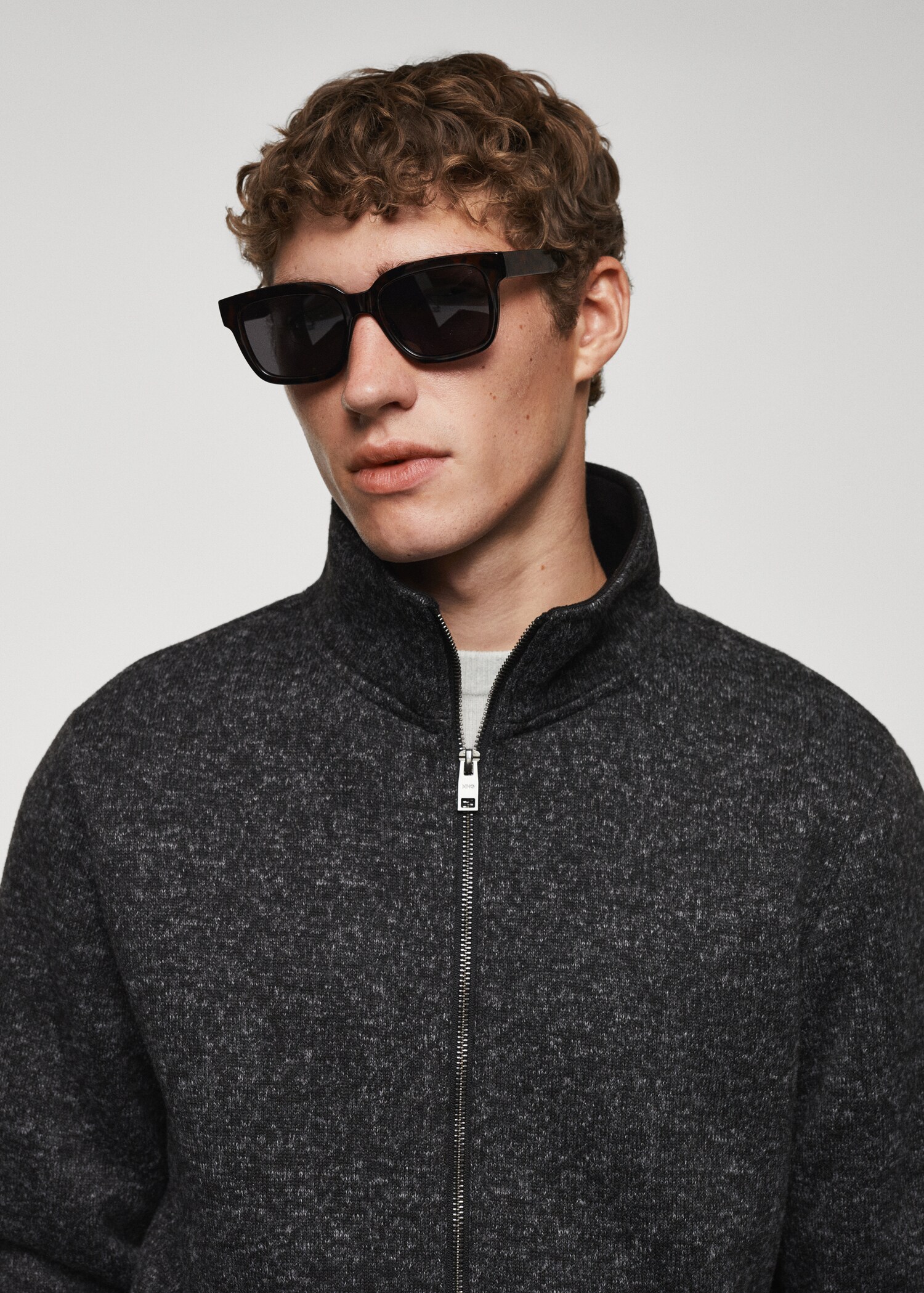 Zipped flecked sweatshirt - Details of the article 1