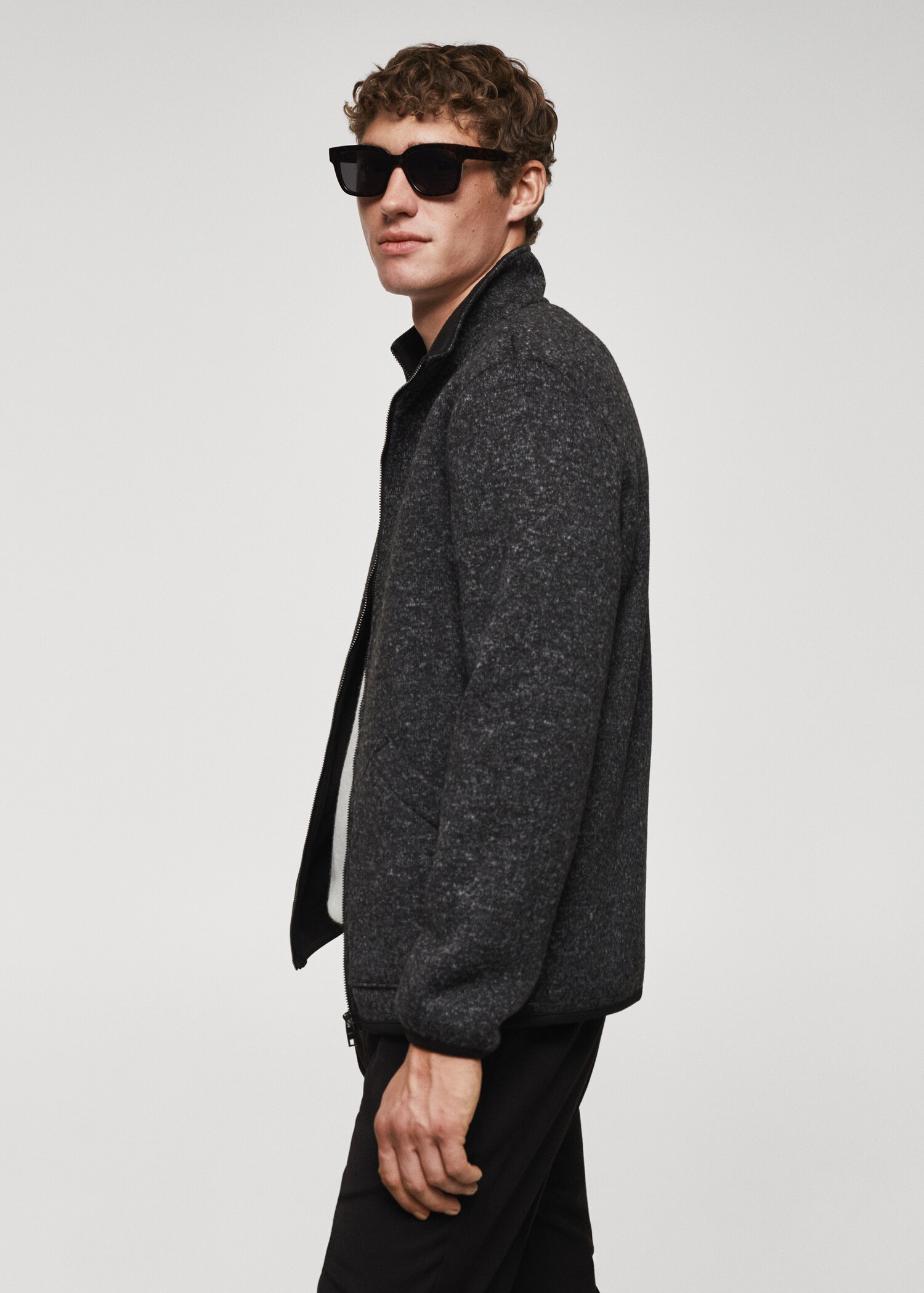 Zipped flecked sweatshirt - Details of the article 2