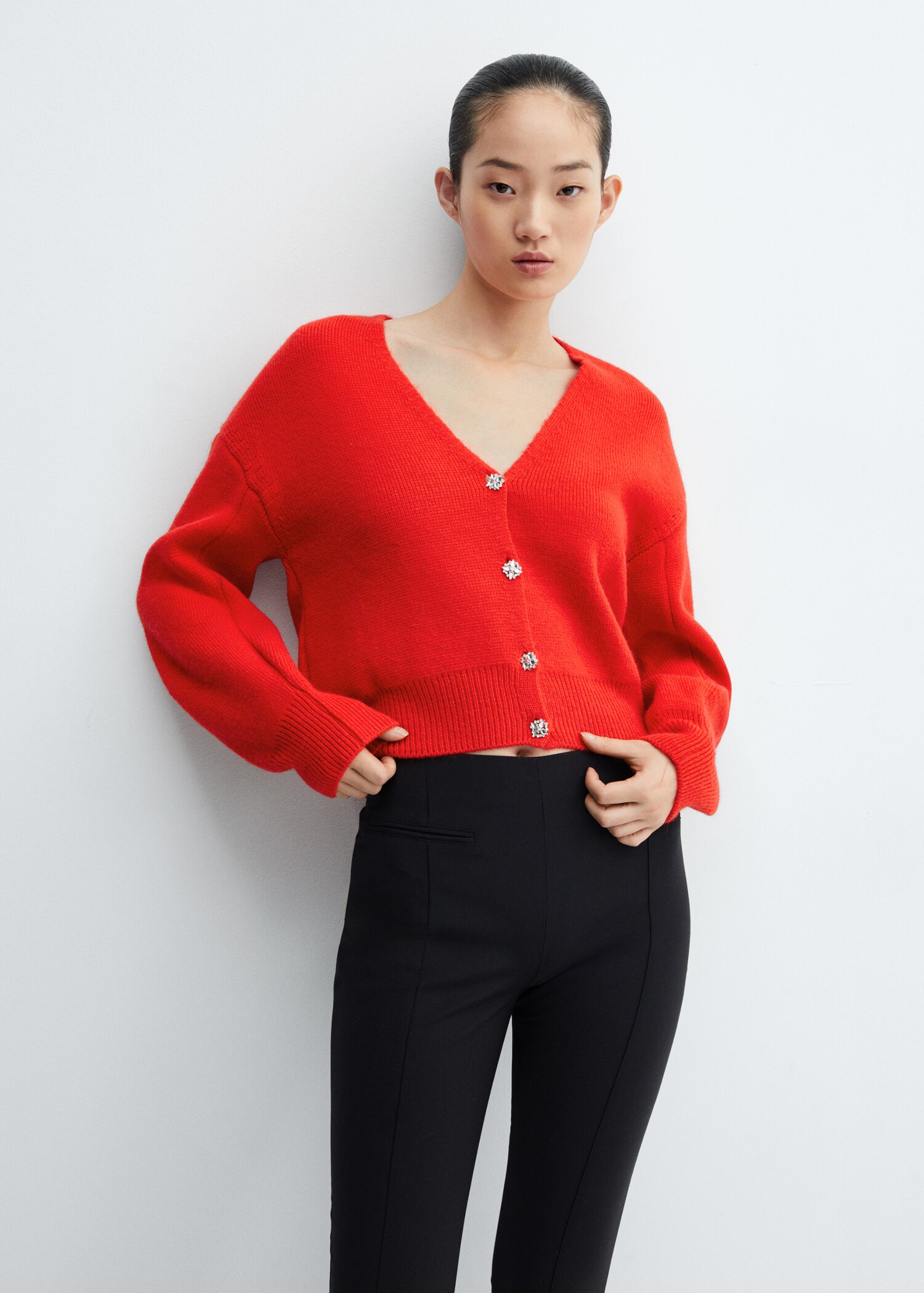 Knitted cardigan with jewel button  - Details of the article 2