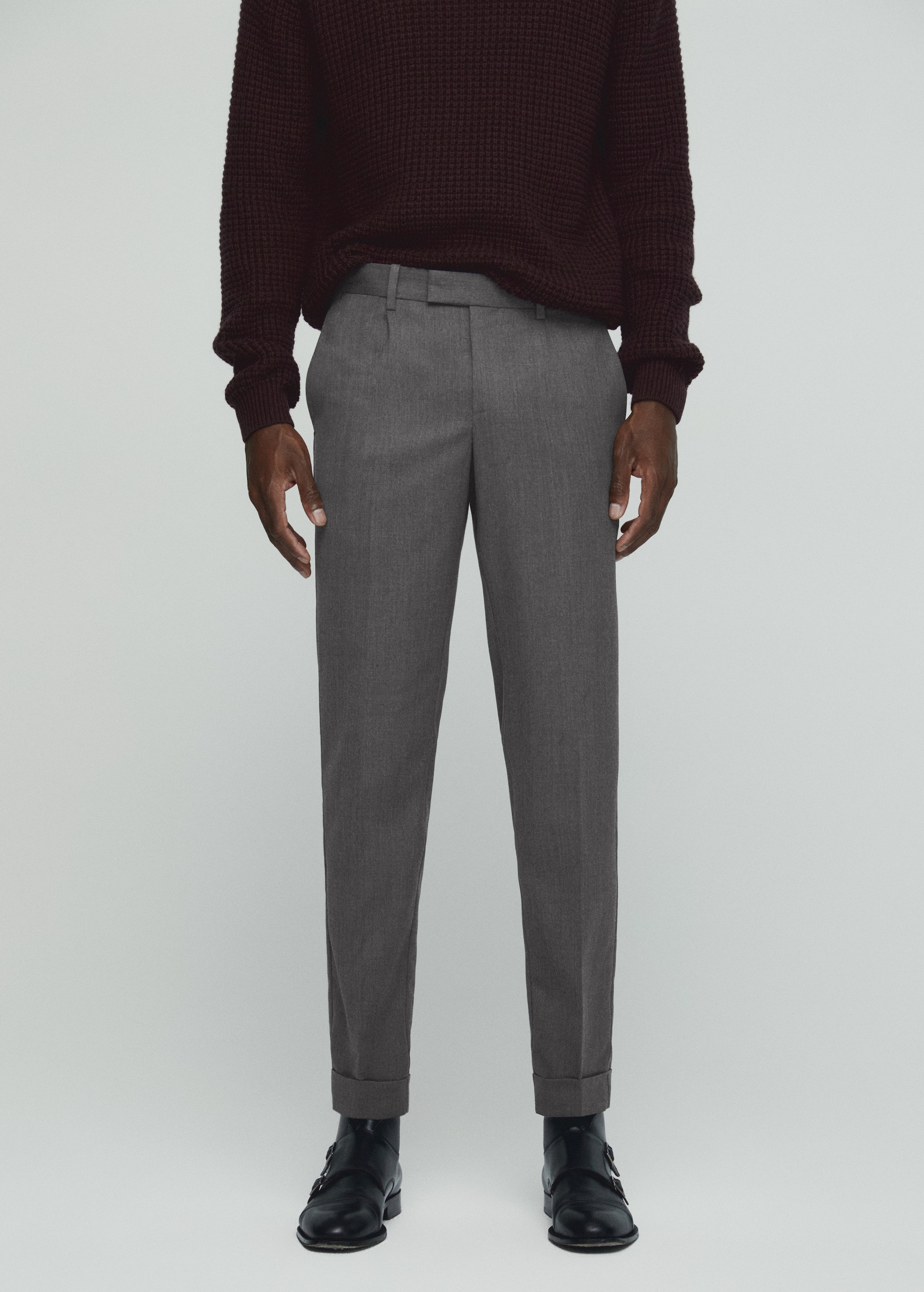 Pleat detail wool trousers - Medium plane