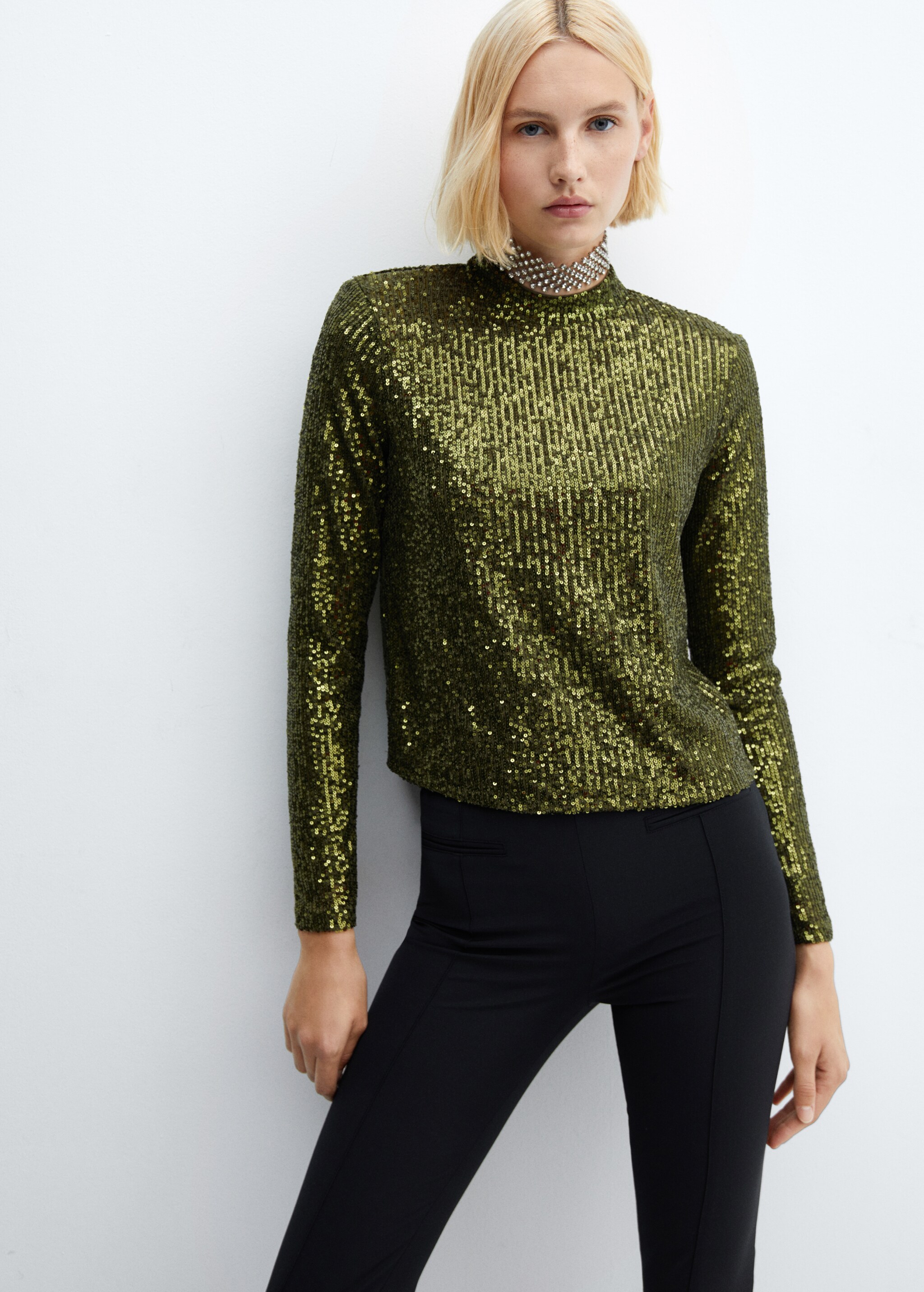 Sequined turtleneck t-shirt  - Details of the article 2