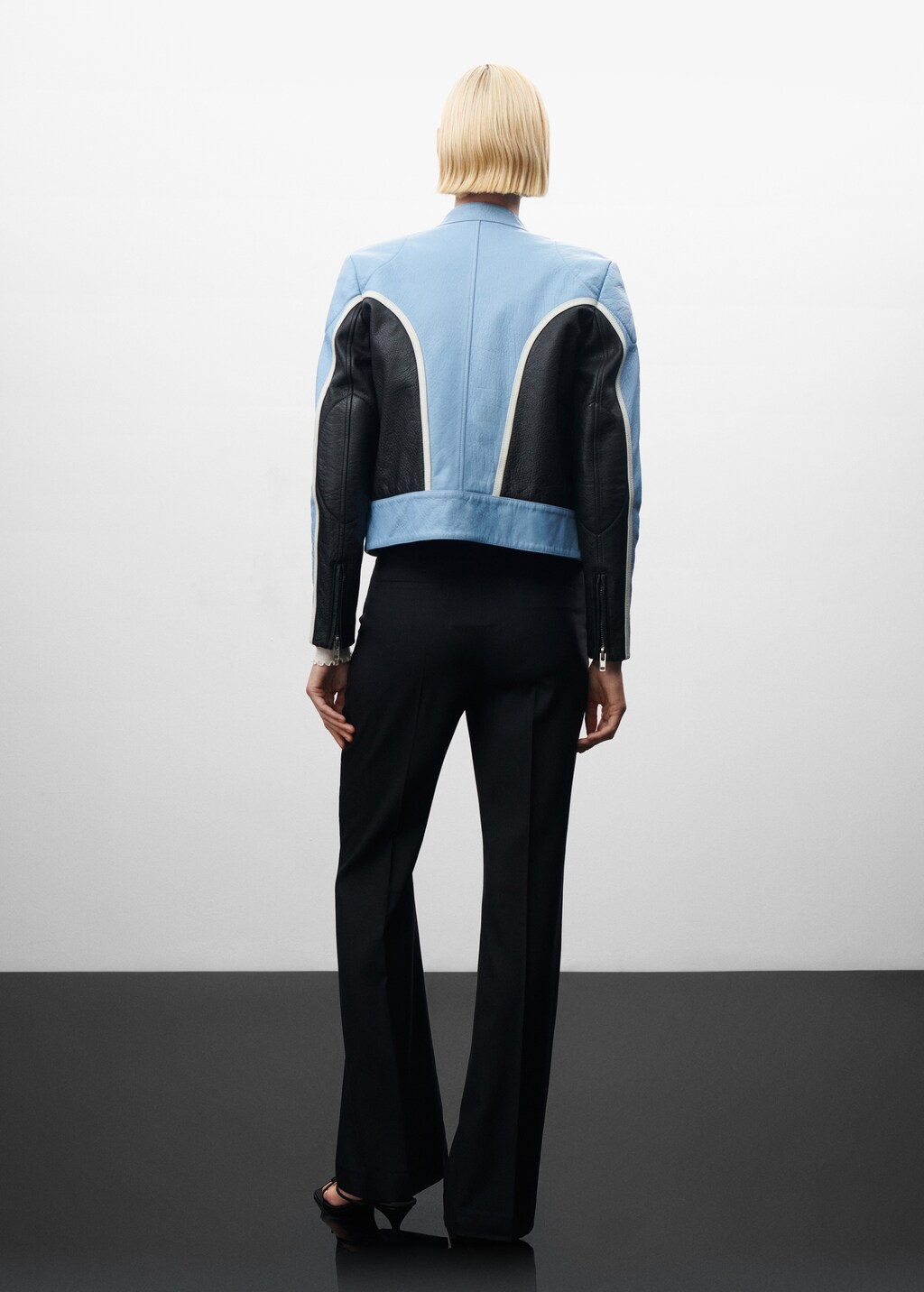 Contrast leather biker jacket