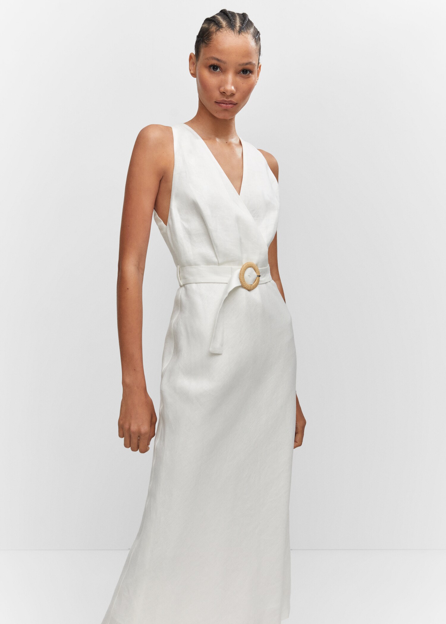 Belt linen dress - Medium plane