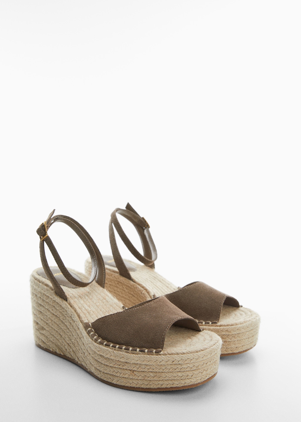 Leren sandalen met sleehak Dames MANGO Suriname