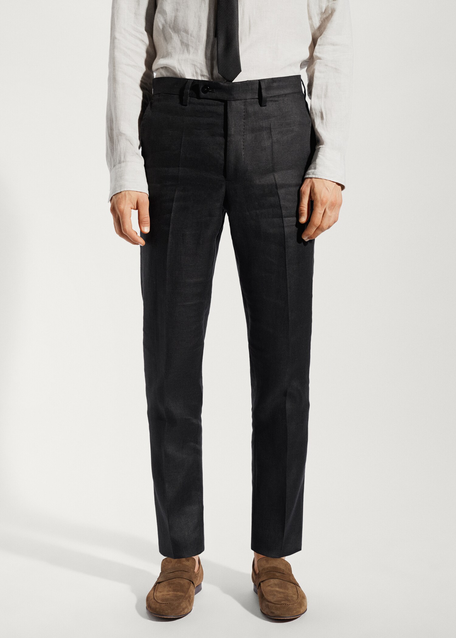 100% linen suit trousers - Medium plane