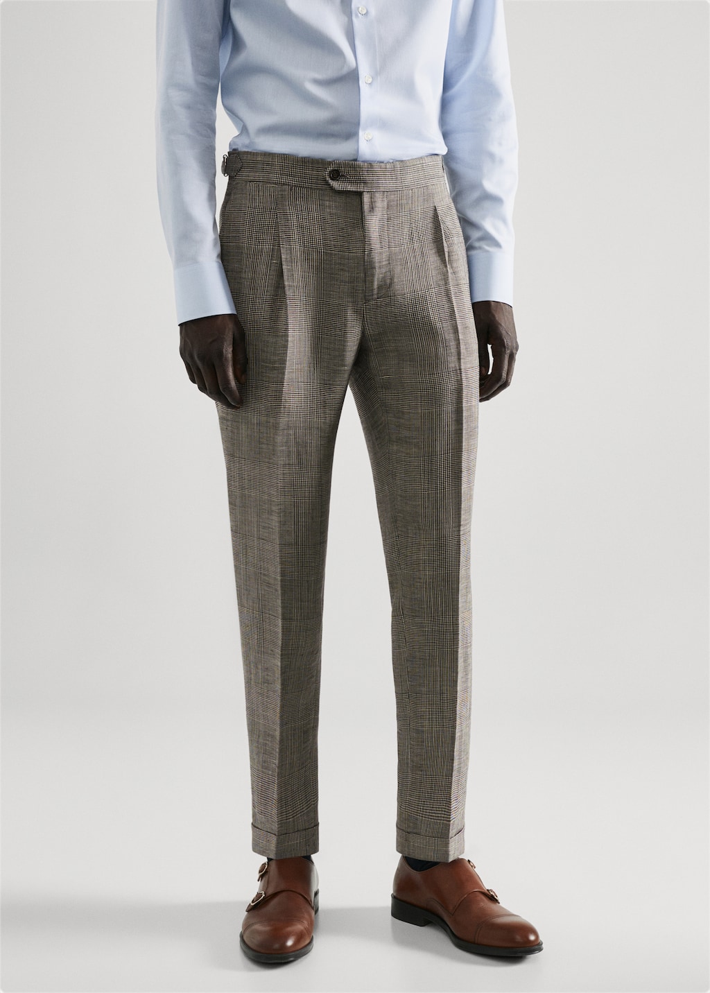 Pantalon costume lin carreaux