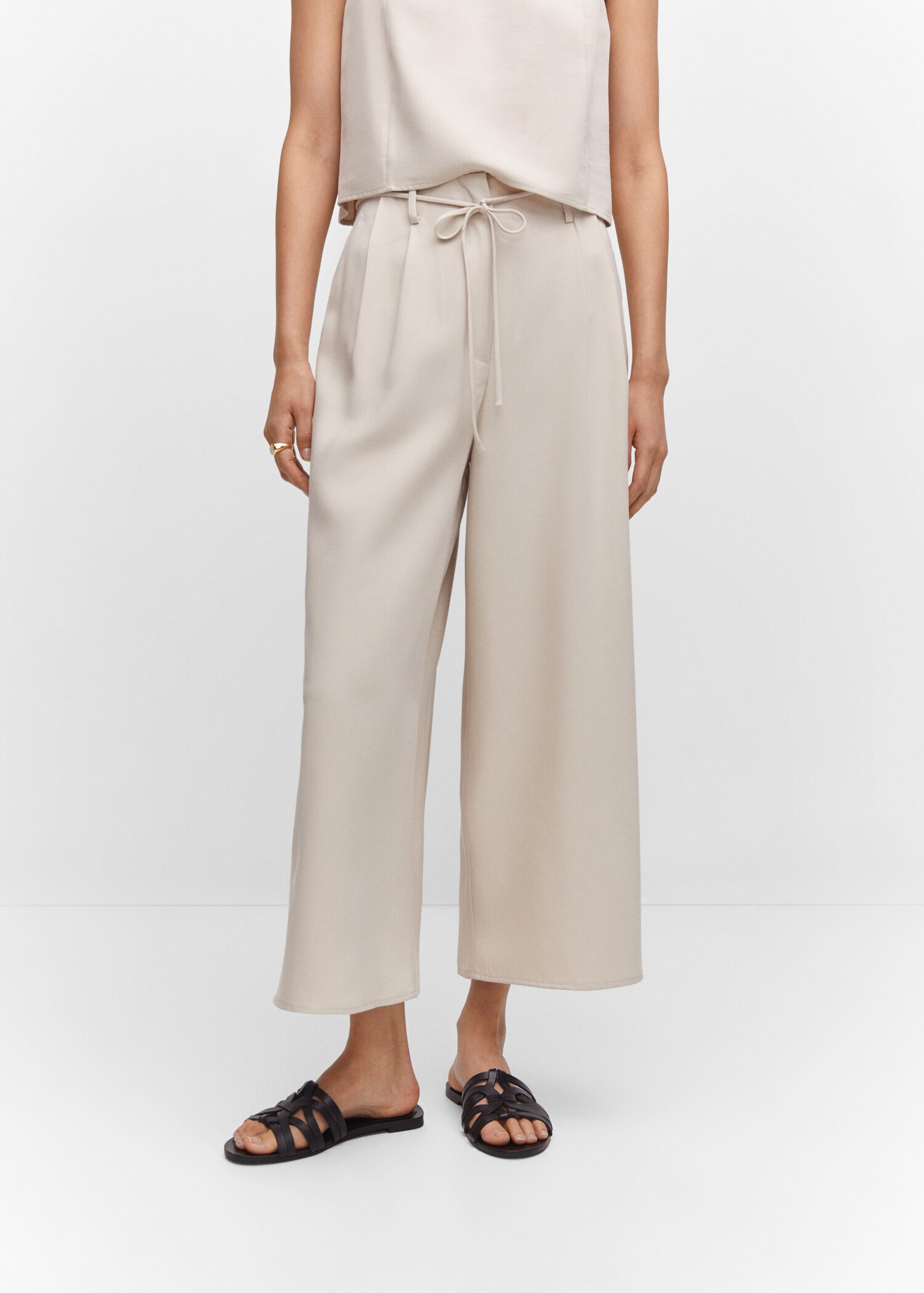 Wideleg trousers with elastic waist - Medium plane