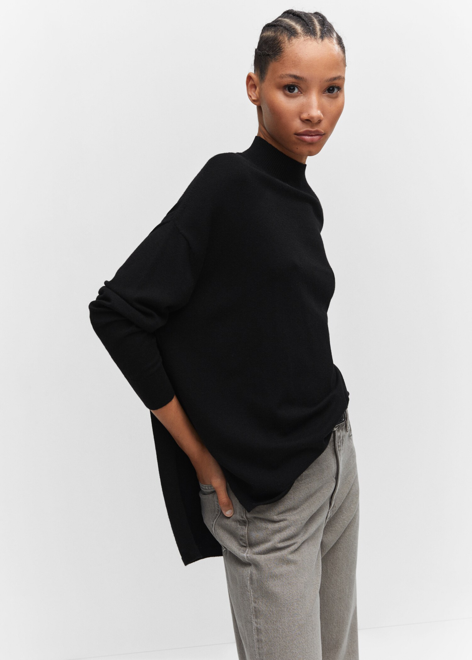 Oversized perkins-neck sweater - Plan mediu