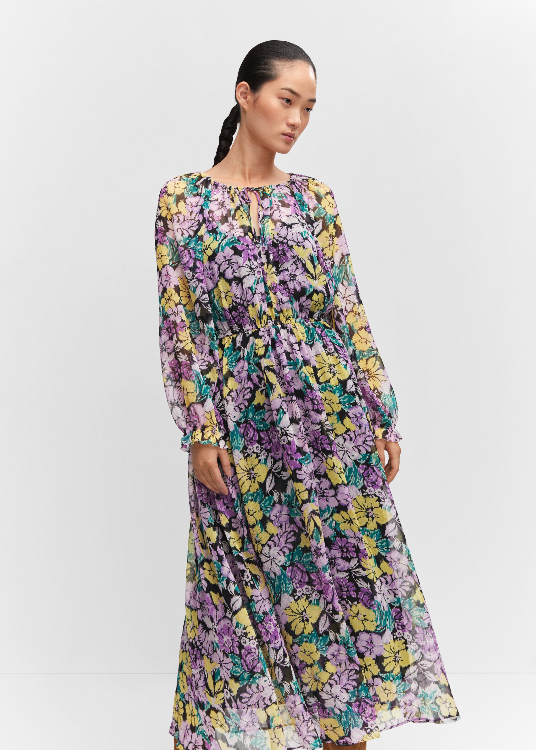 Textured floral-pattern dress - Medium plane