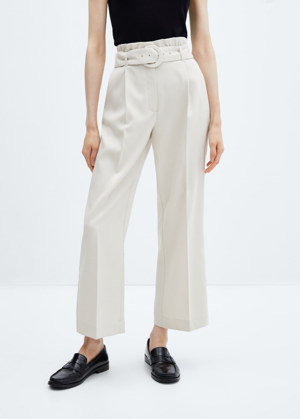 Mango paper bag waist tapered trouser deals