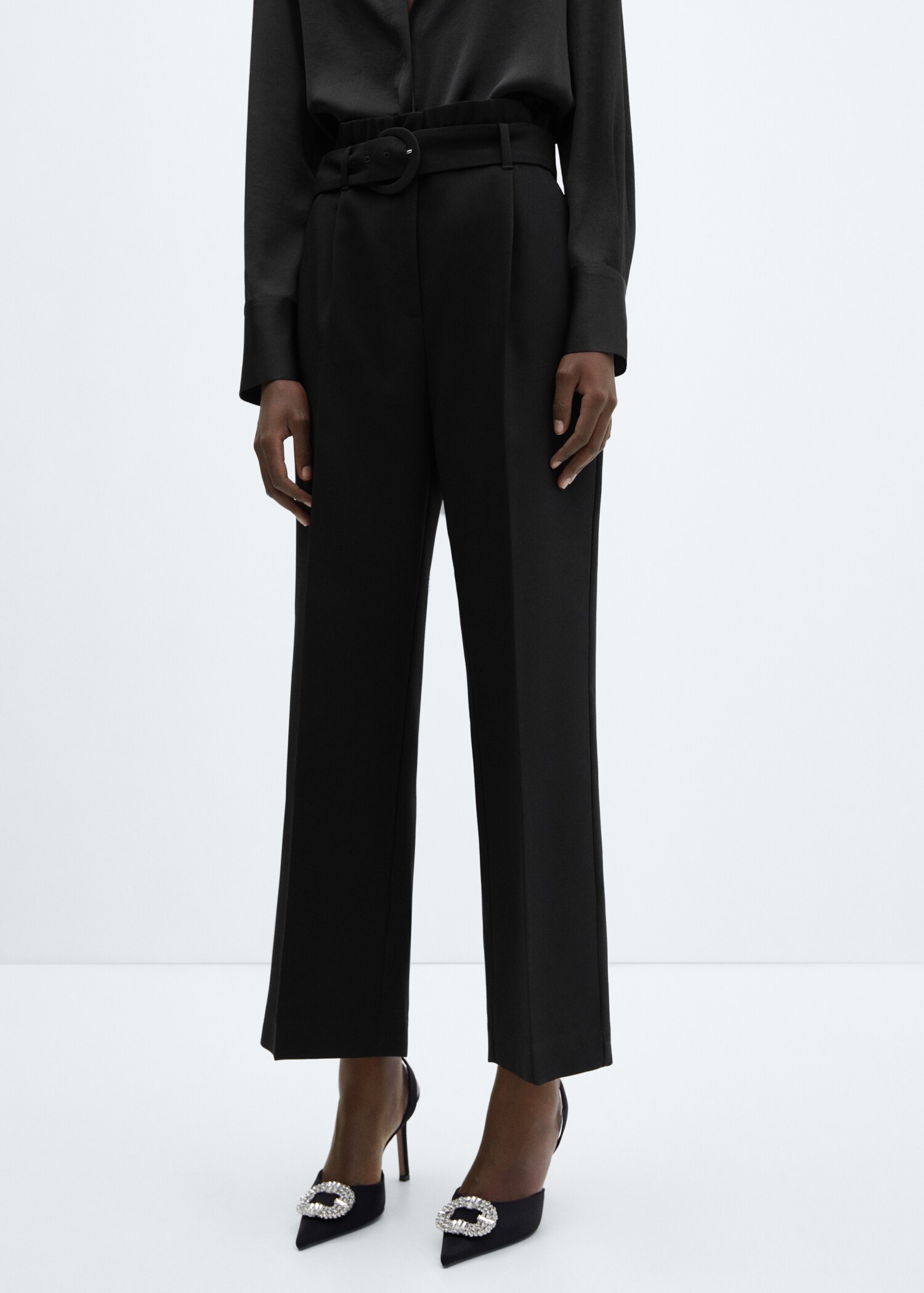 Pantalon paperbag ceinture - Plan moyen