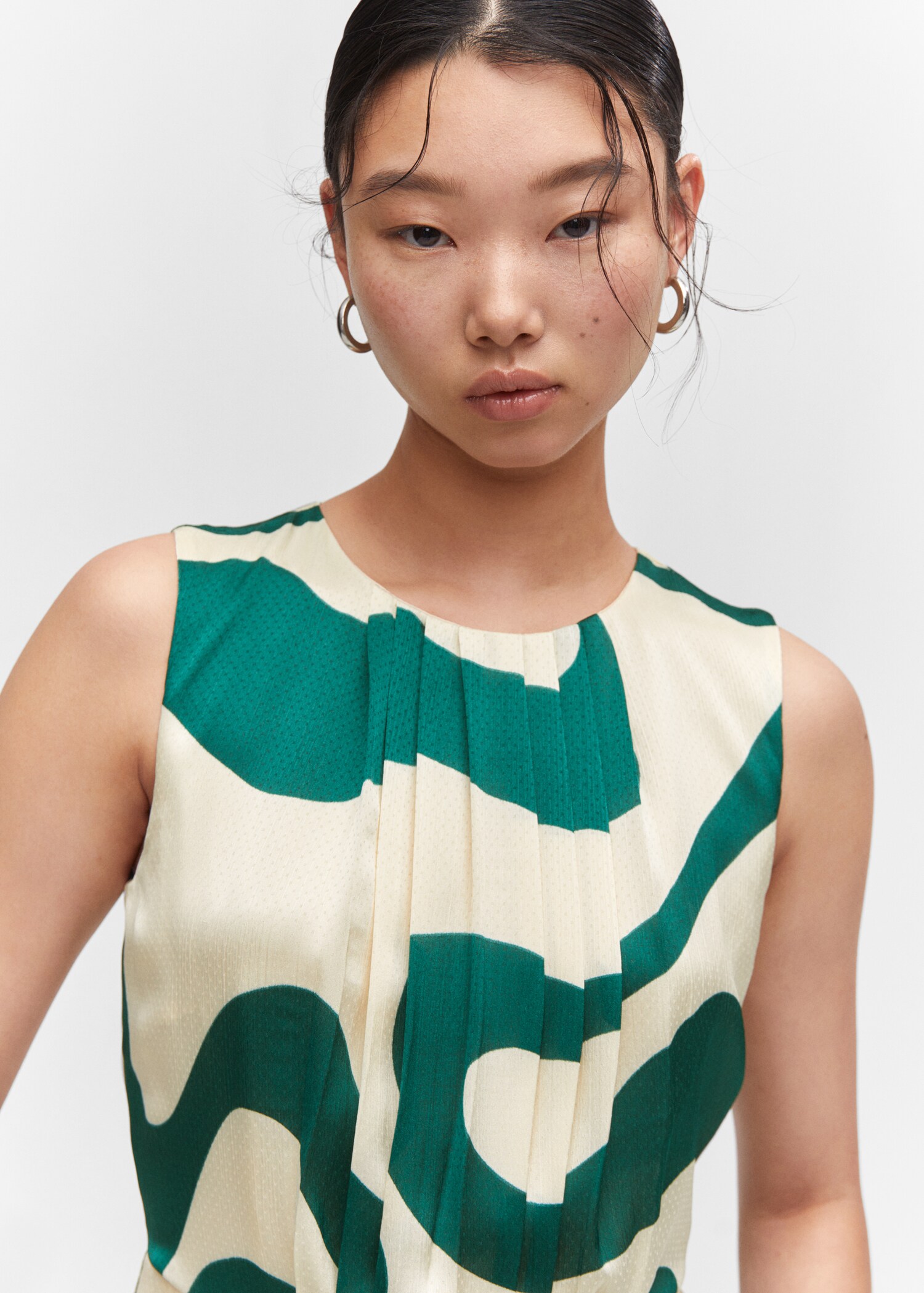 Vestido estampado detalles plisados - Detalle del artículo 1