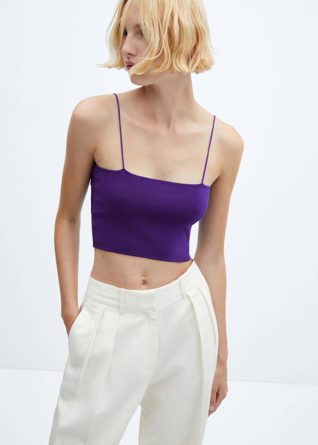 Knitted cropped top - Women | MANGO China