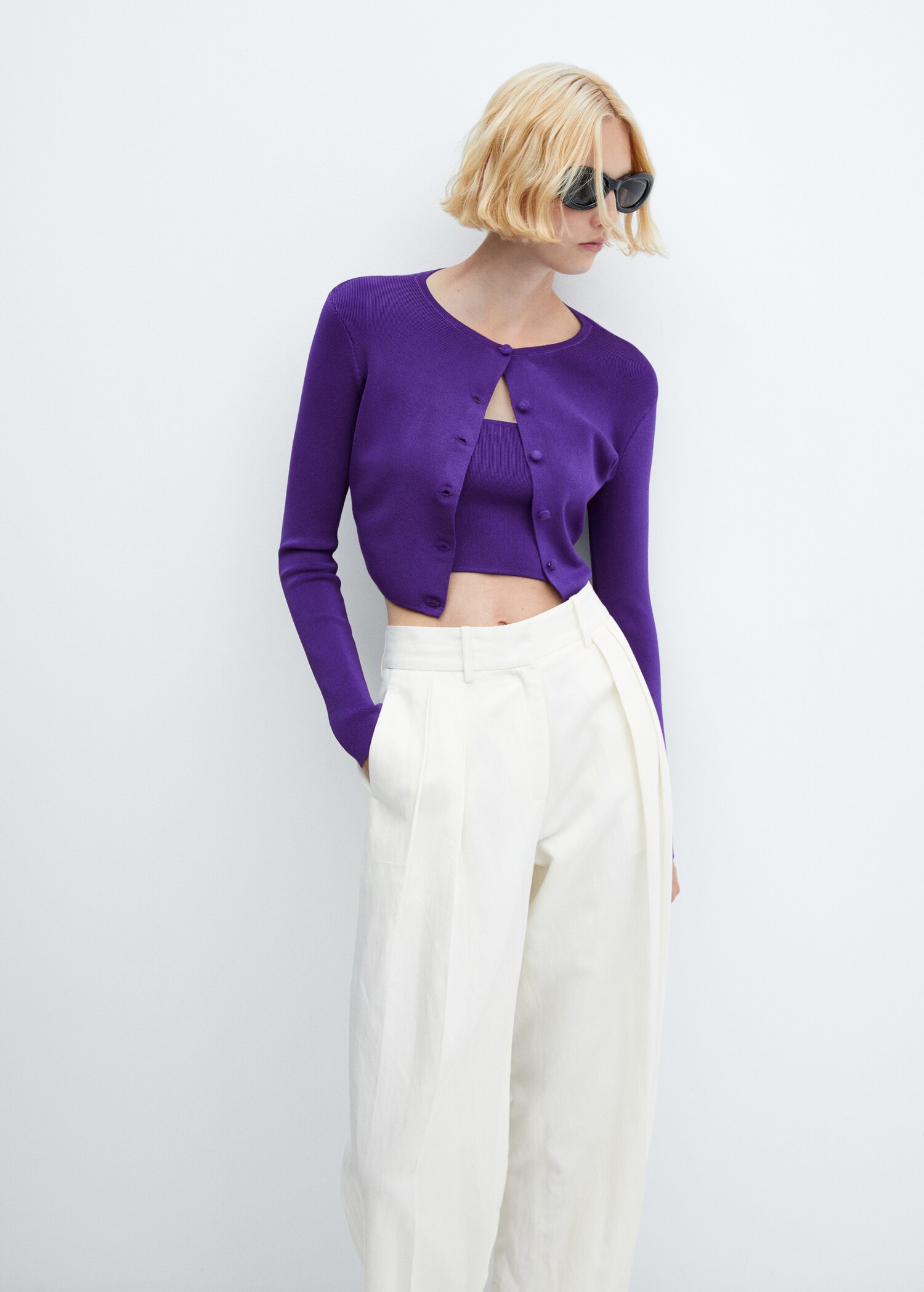 Cardigan cropped com botões - Pormenor do artigo 2