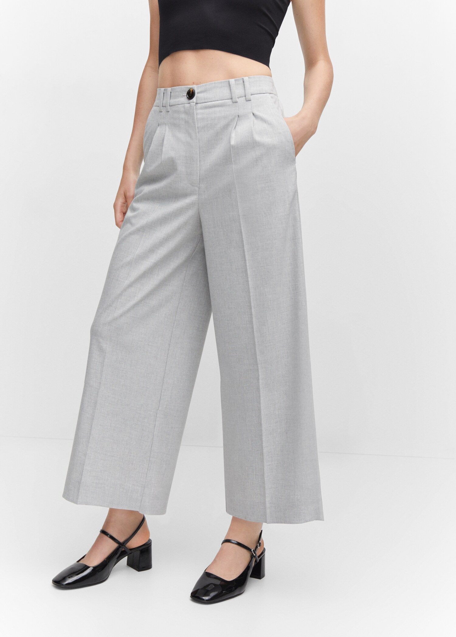 Pantalón culotte pinzas - Plano medio