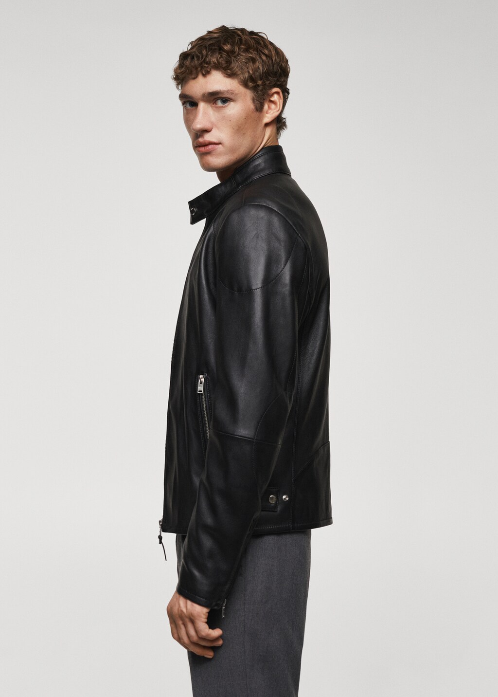 Zip-detail leather biker jacket - Men | MANGO China Zip-detail leather biker jacket - Men | MANGO China