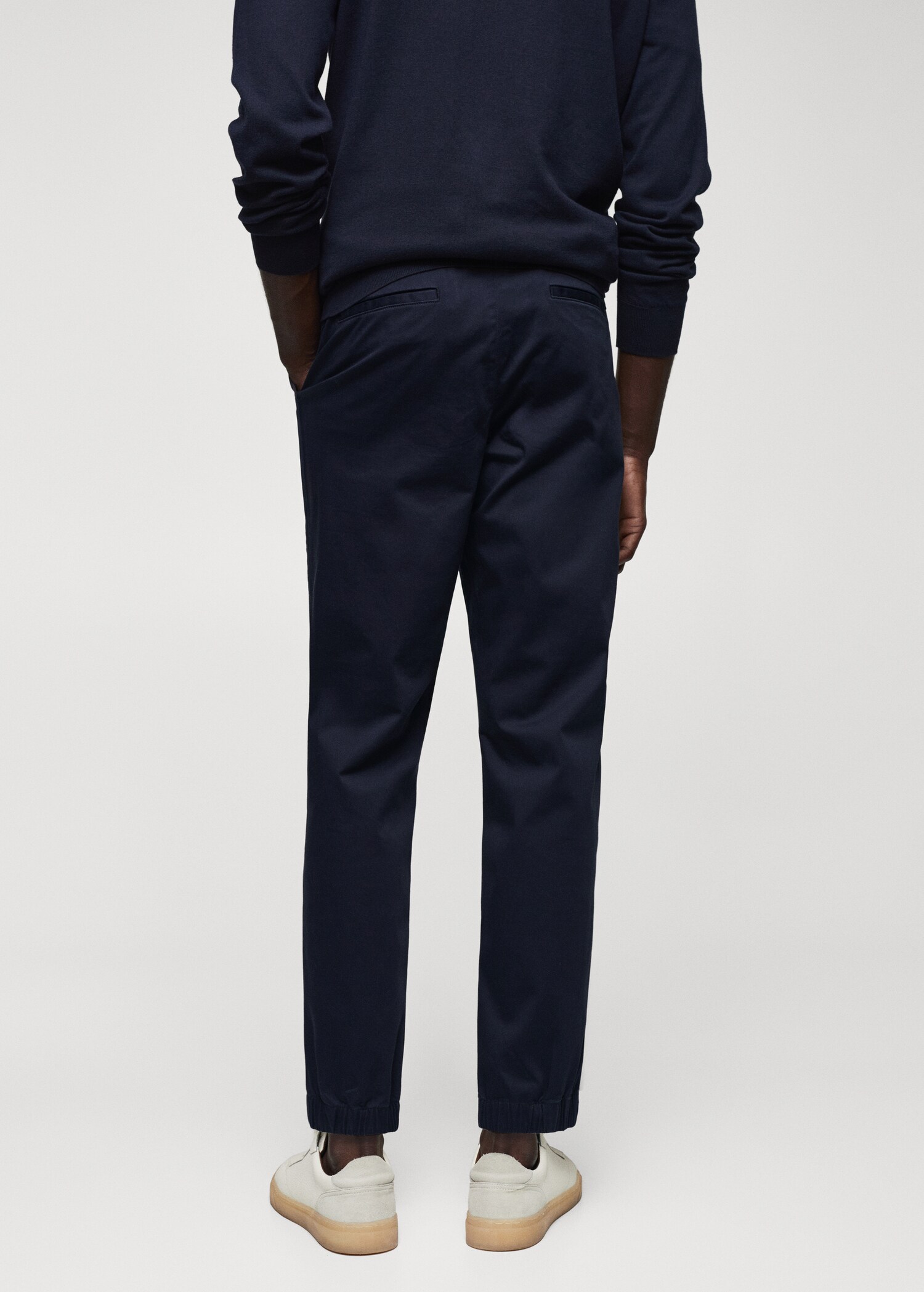 Эластичные брюки slim fit из хлопка - Обратная сторона изделия