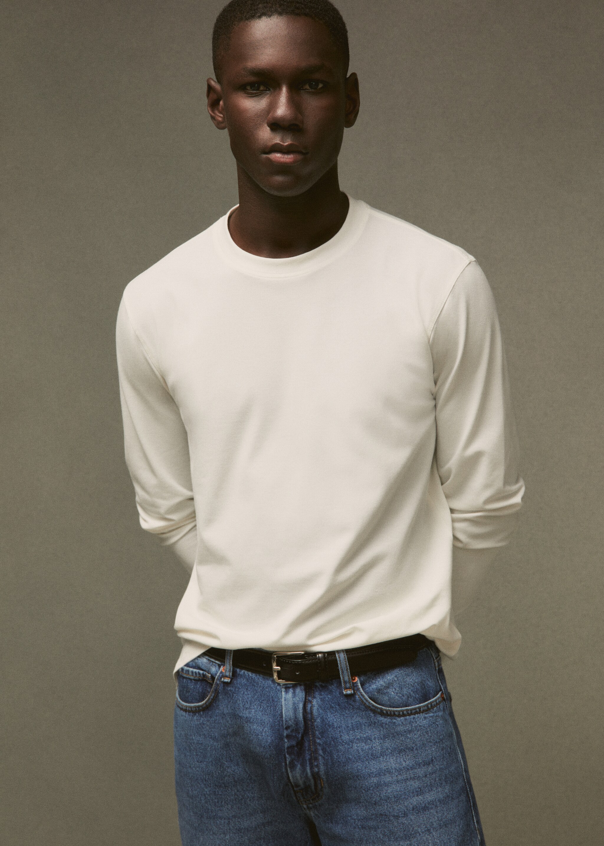 Long-sleeved pique cotton t-shirt  - Details of the article 6