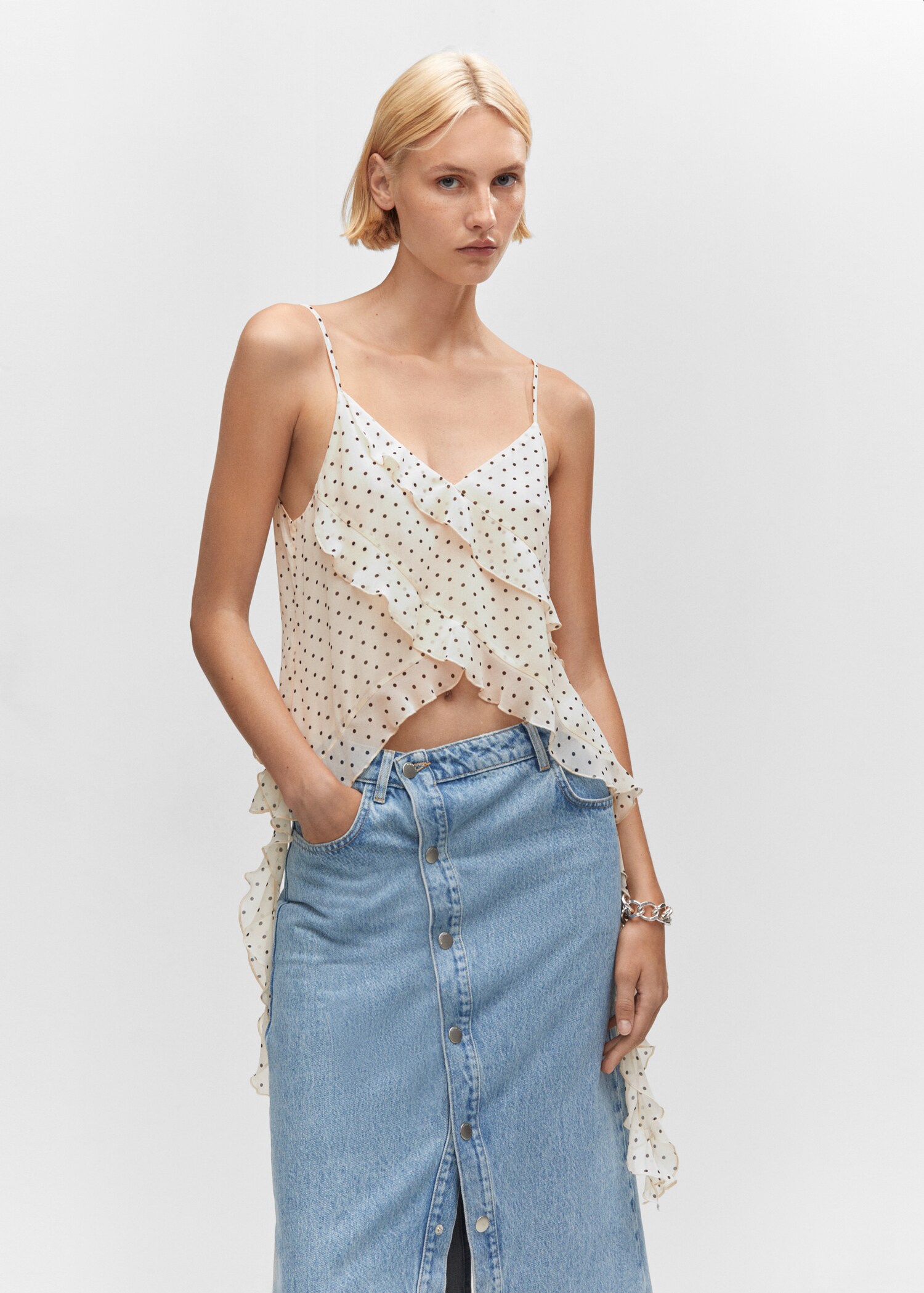 Top met ruches en chiffon - Middenvlak