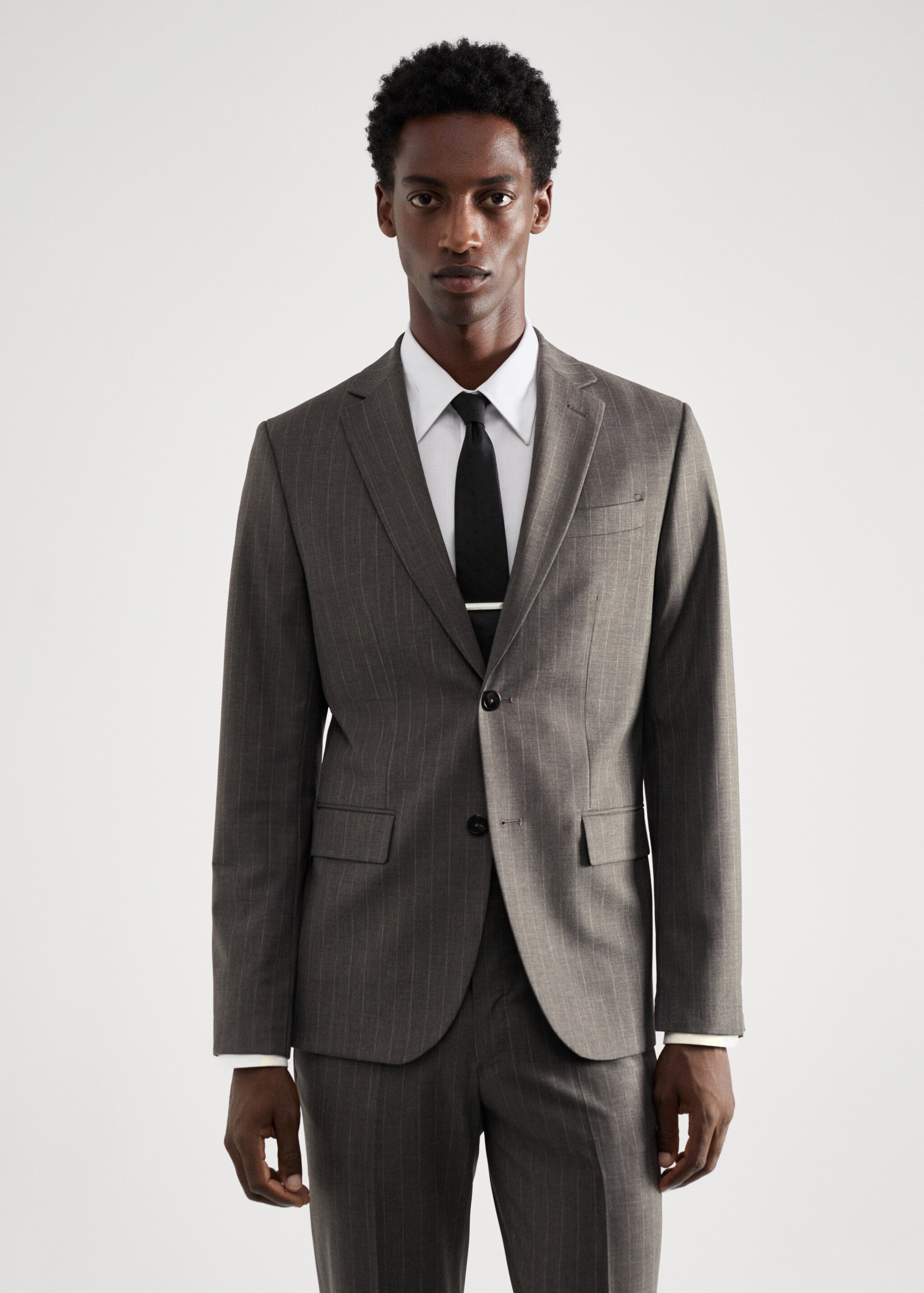 Slim-fit pinstripe wool suit jacket - Plan mediu