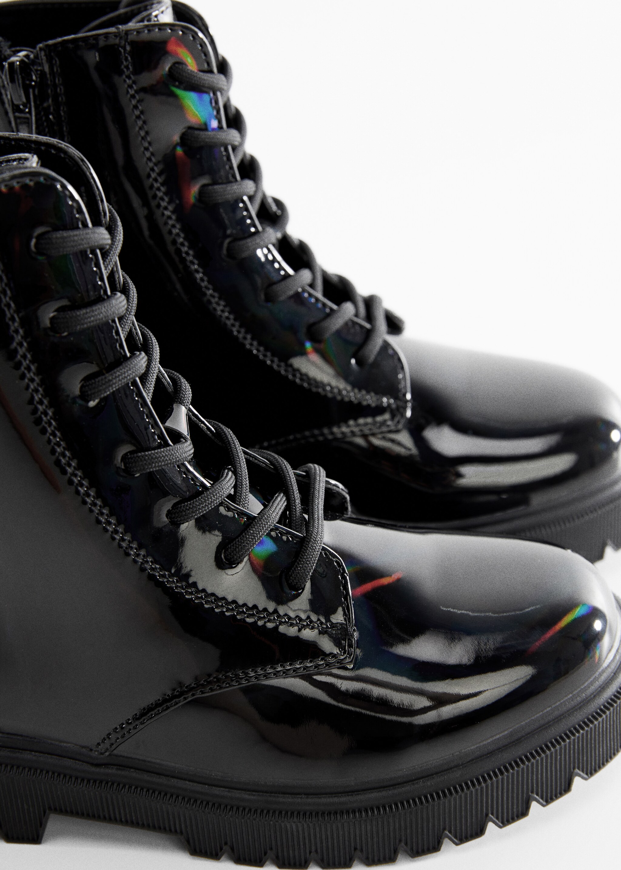 Lace-up patent effect boots - Details of the article 1