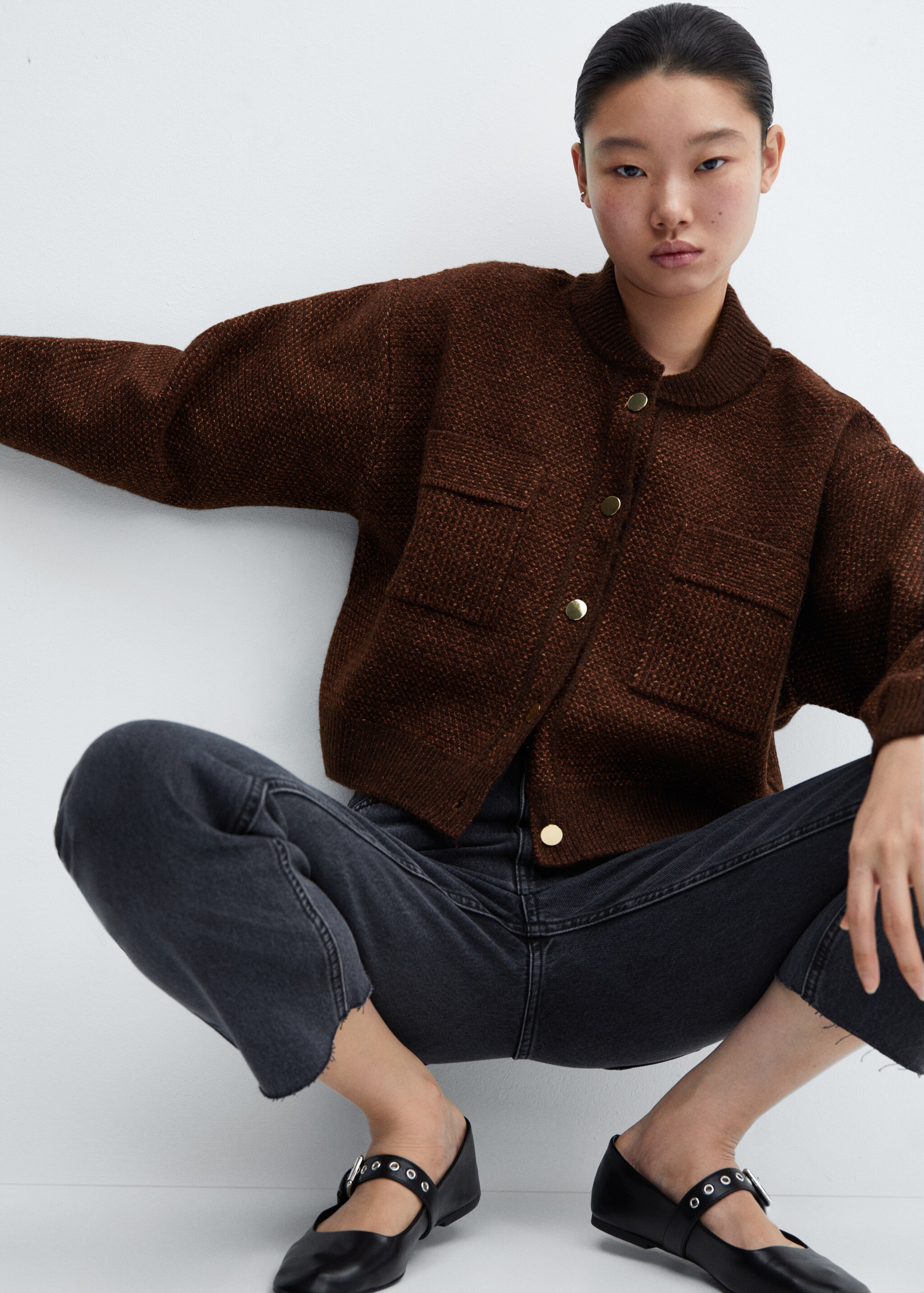 Bomber-style cardigan with pockets - Details of the article 2