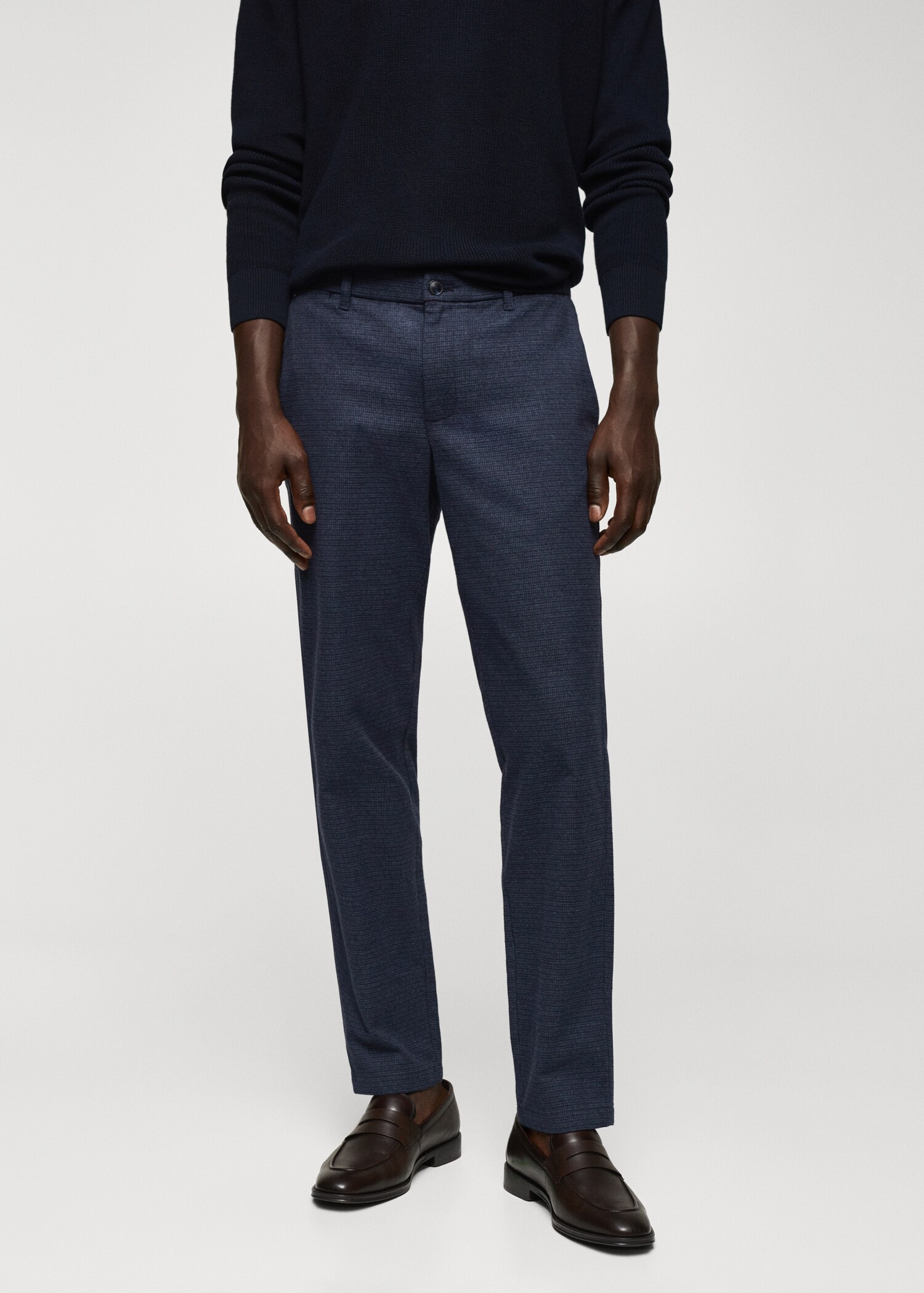 Pantalón slim fit algodón micro pata de gallo - Plano medio