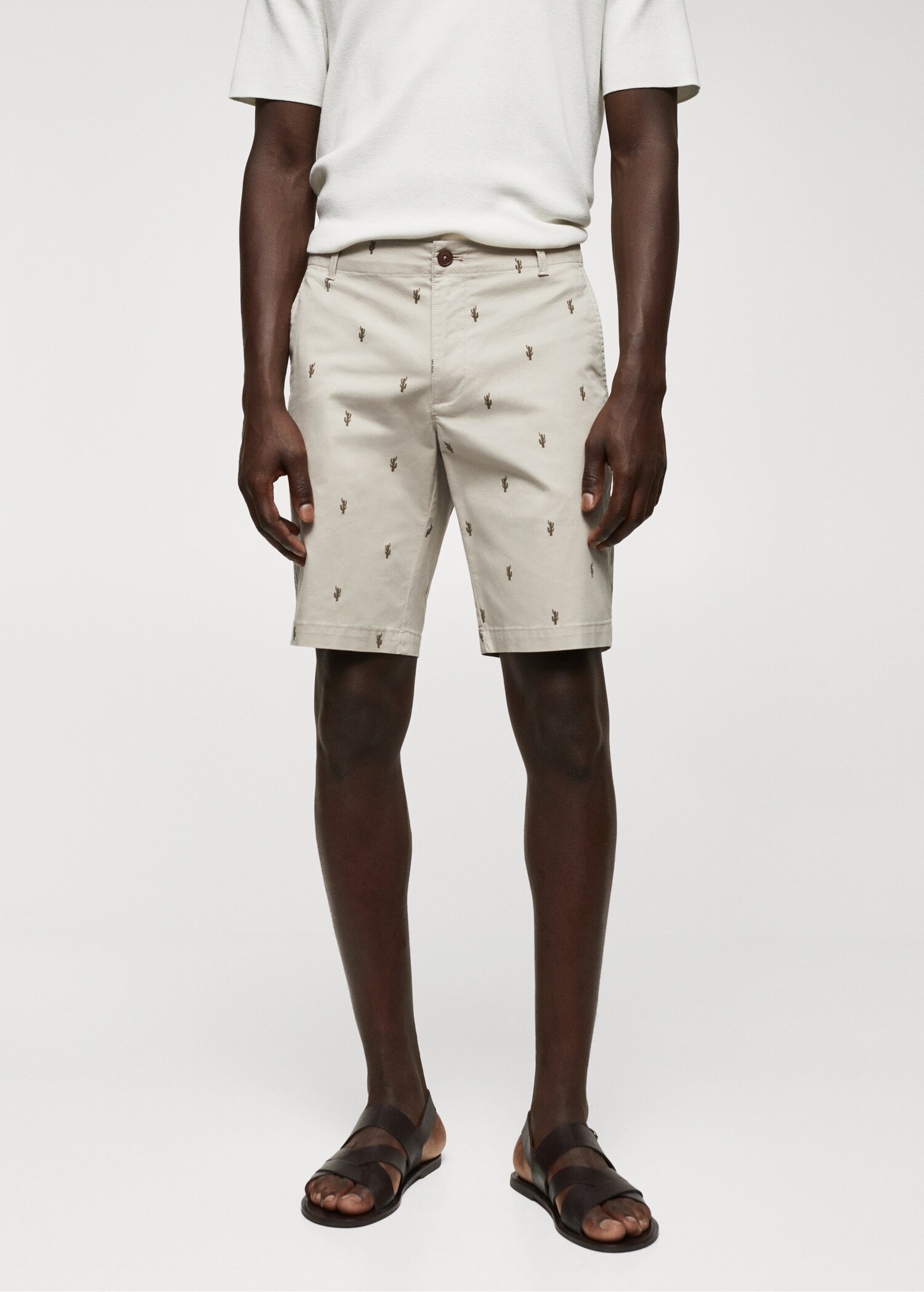 Bermuda slim-fit coton micro-imprimé - Plan moyen