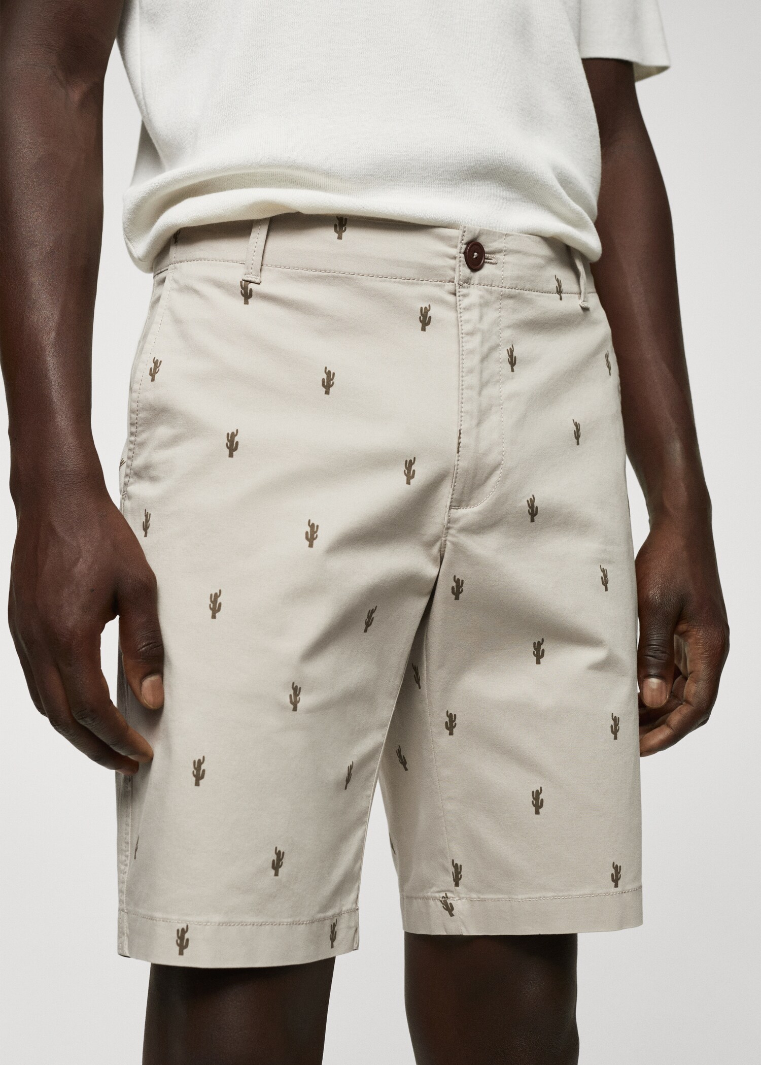 Bermuda slim-fit coton micro-imprimé - Détail de l'article 1