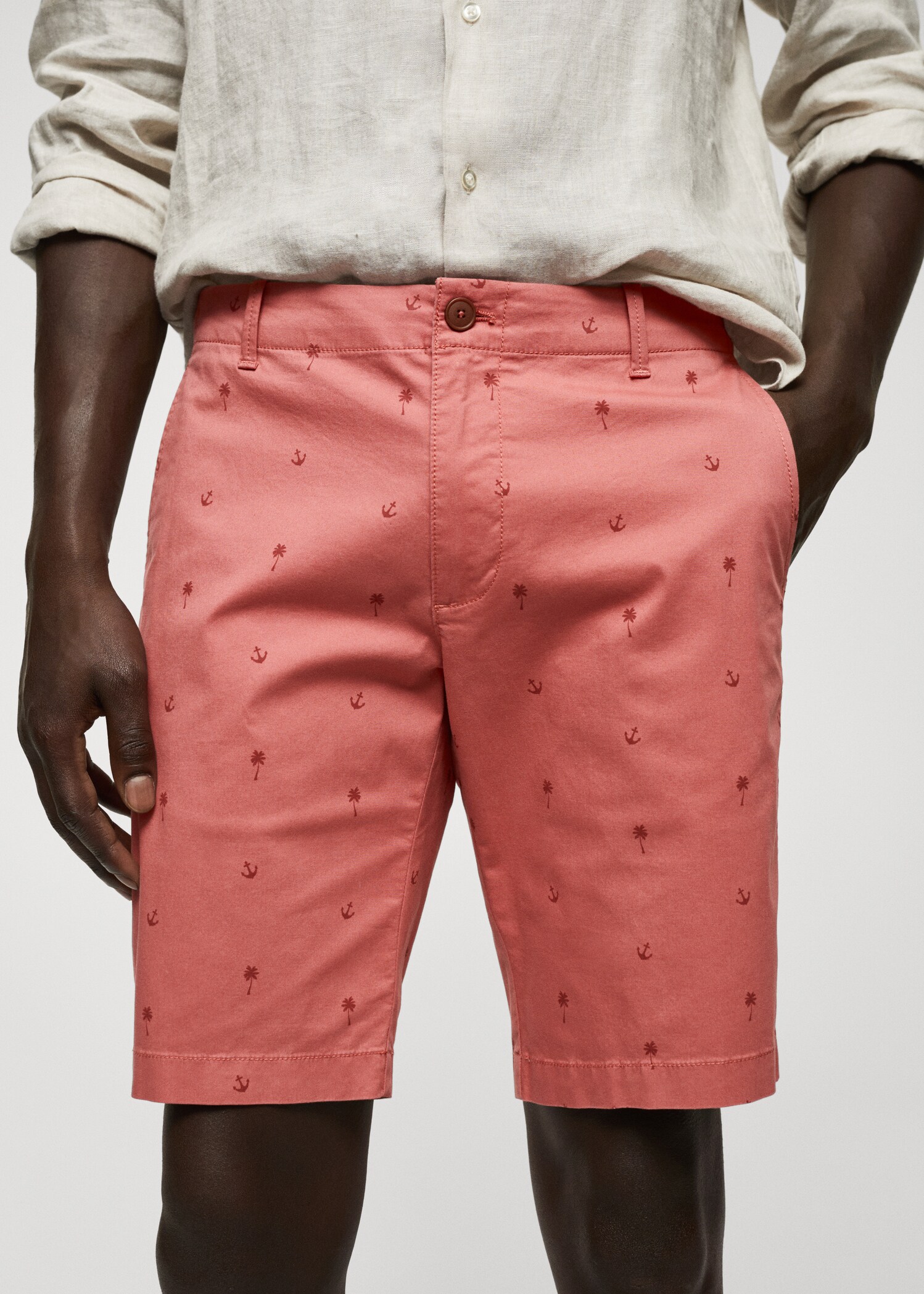 Bermuda slim-fit coton micro-imprimé - Détail de l'article 1