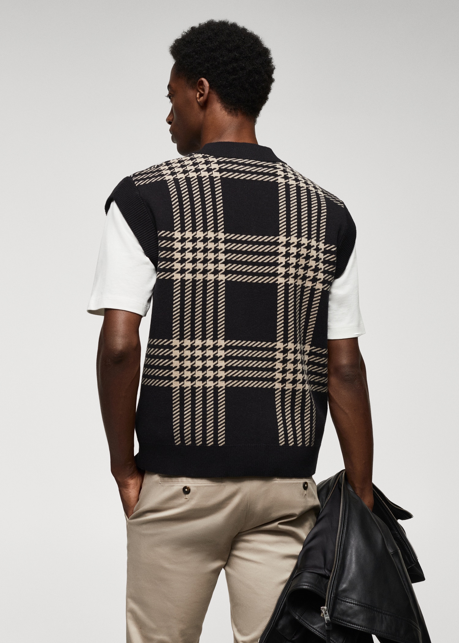 Gilet maille fine pied-de-poule Homme MANGO Côte d'Ivoire