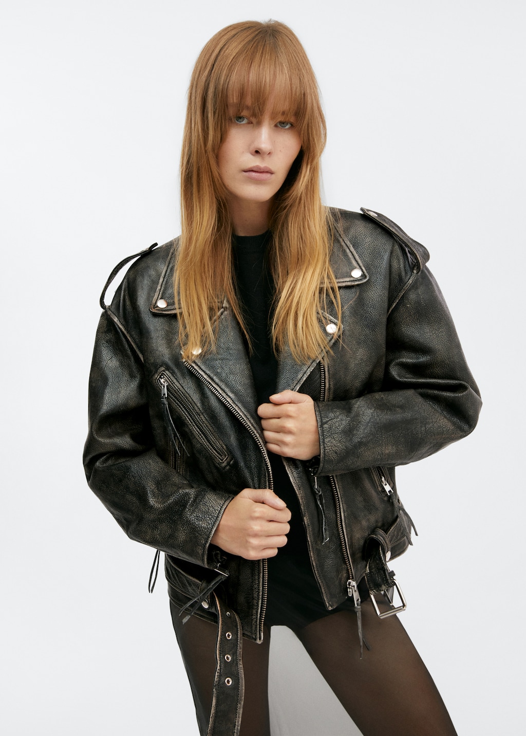 Leather biker oversize jacket - Women | MANGO Kosovo Leather biker oversize jacket - Women | MANGO Kosovo