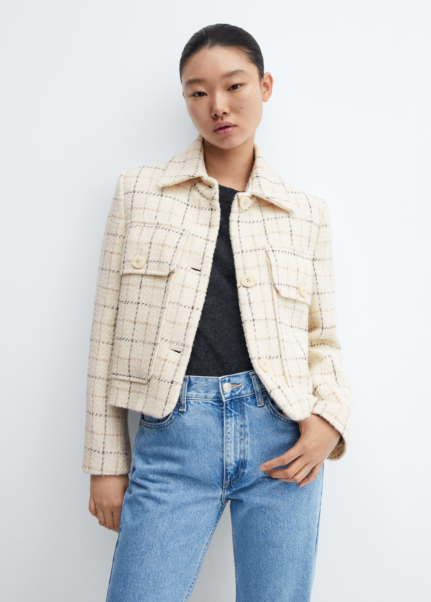 Chaqueta tweed cuadros - Plano medio