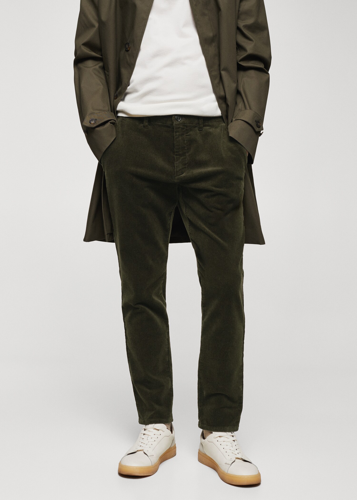 Corduroy slim fit crop pants - Medium plane