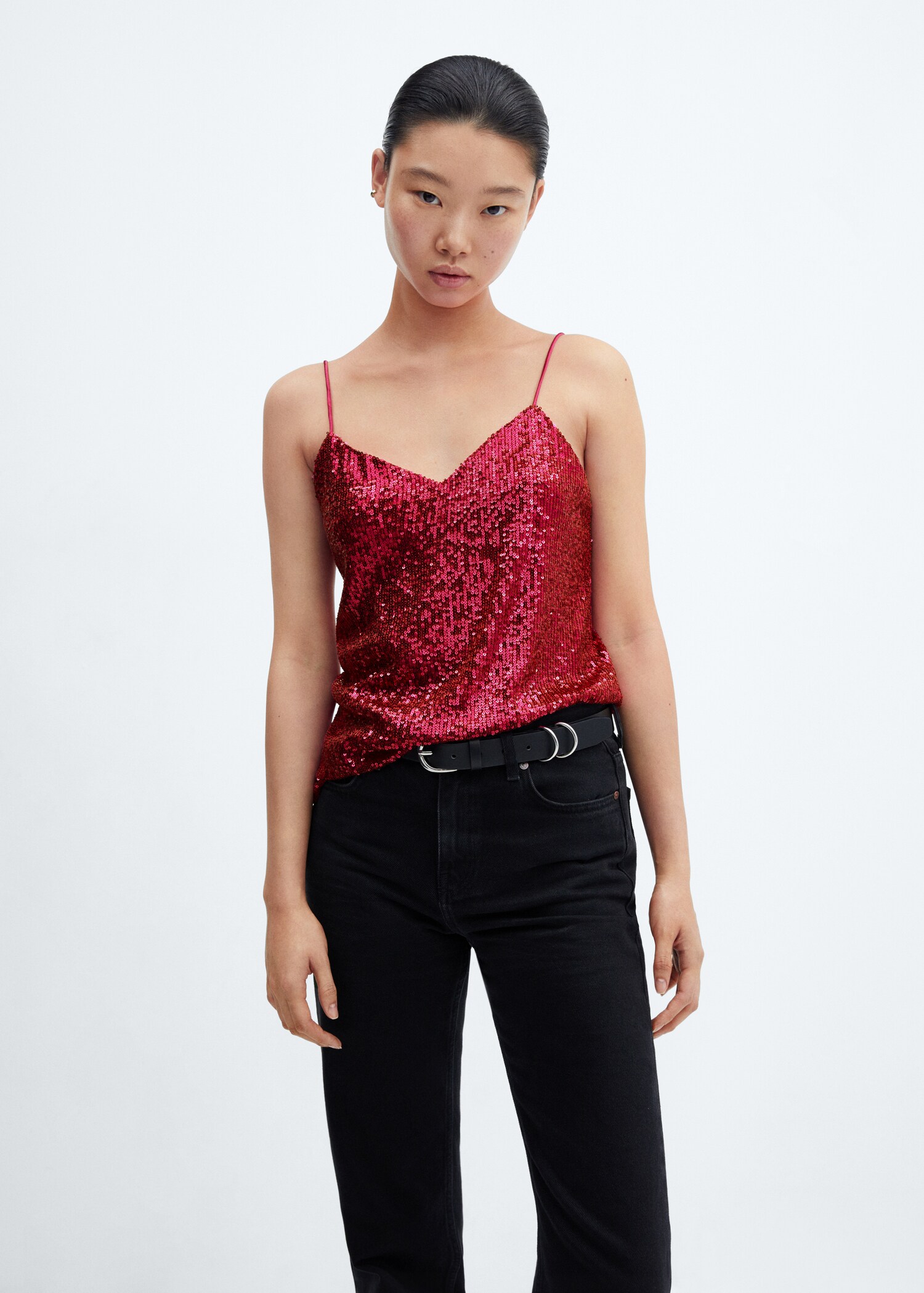 Sequin top with spaghetti strap  - Medium plane