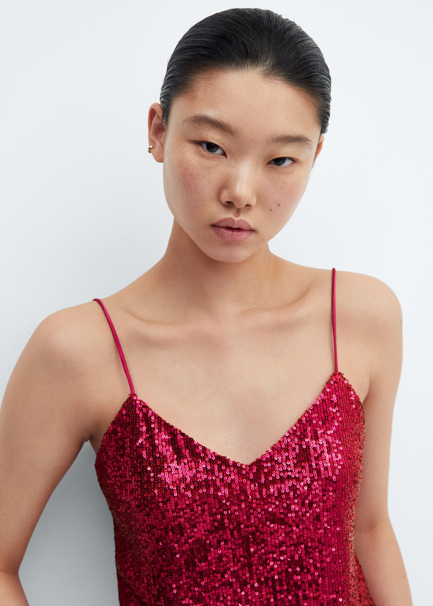 Sequin top with spaghetti strap  - Details of the article 1