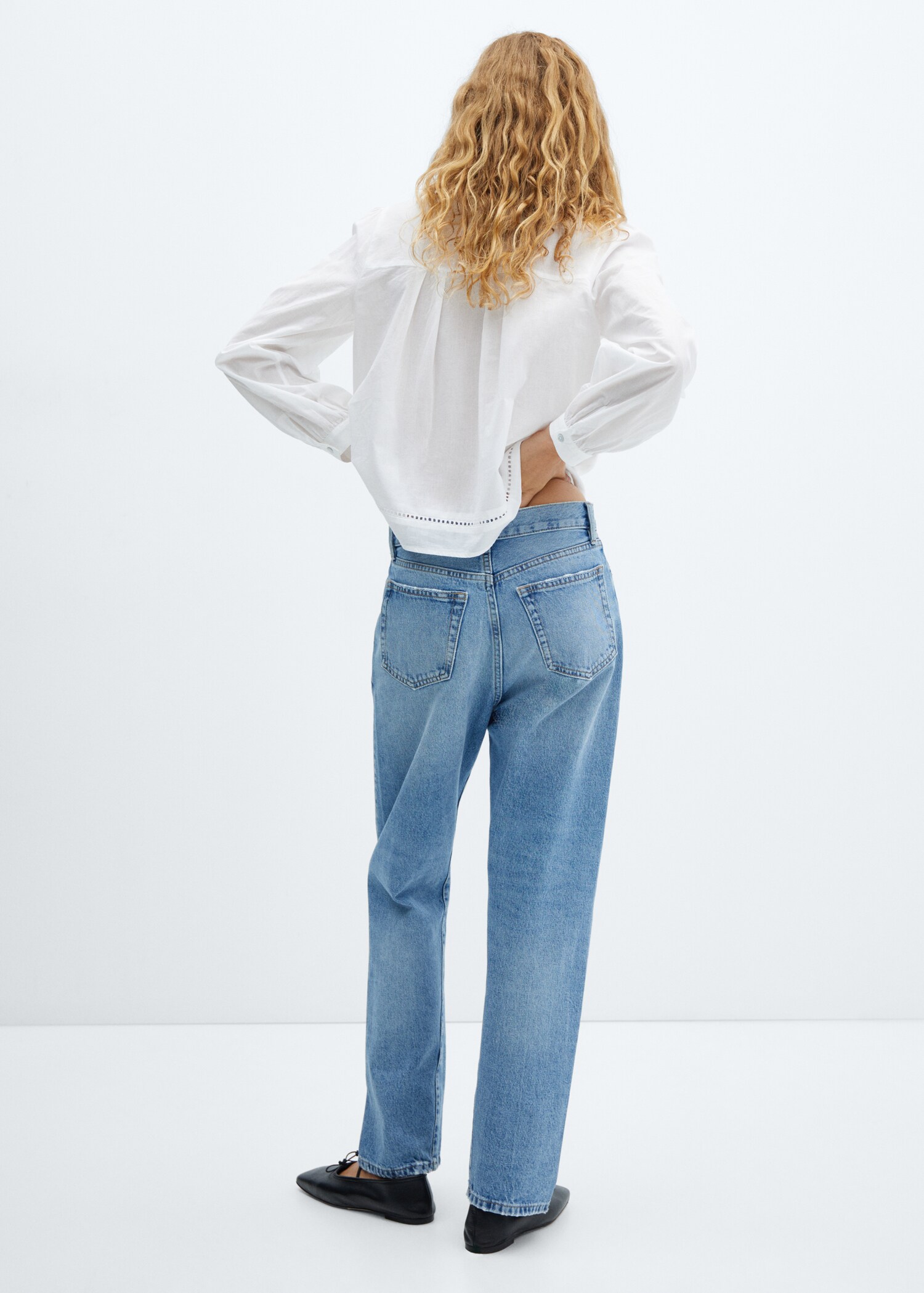 Cotton blouse with openwork details  - Reverse of the article
