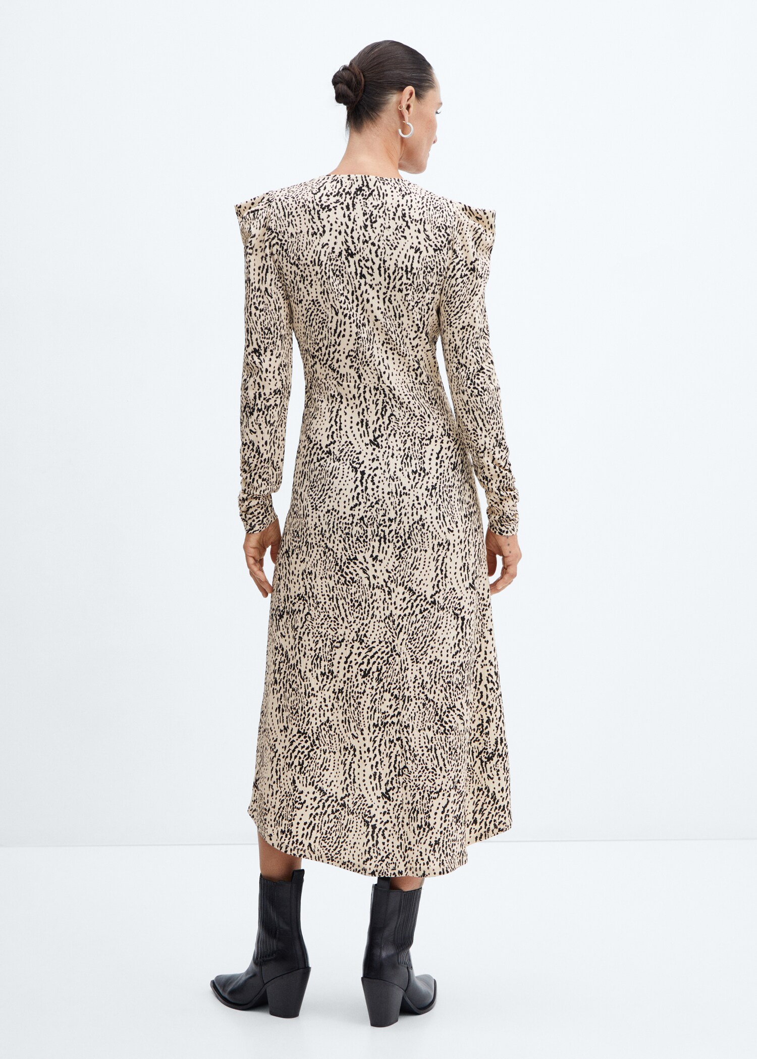 Vestido escote pico fruncido - Reverso del artículo