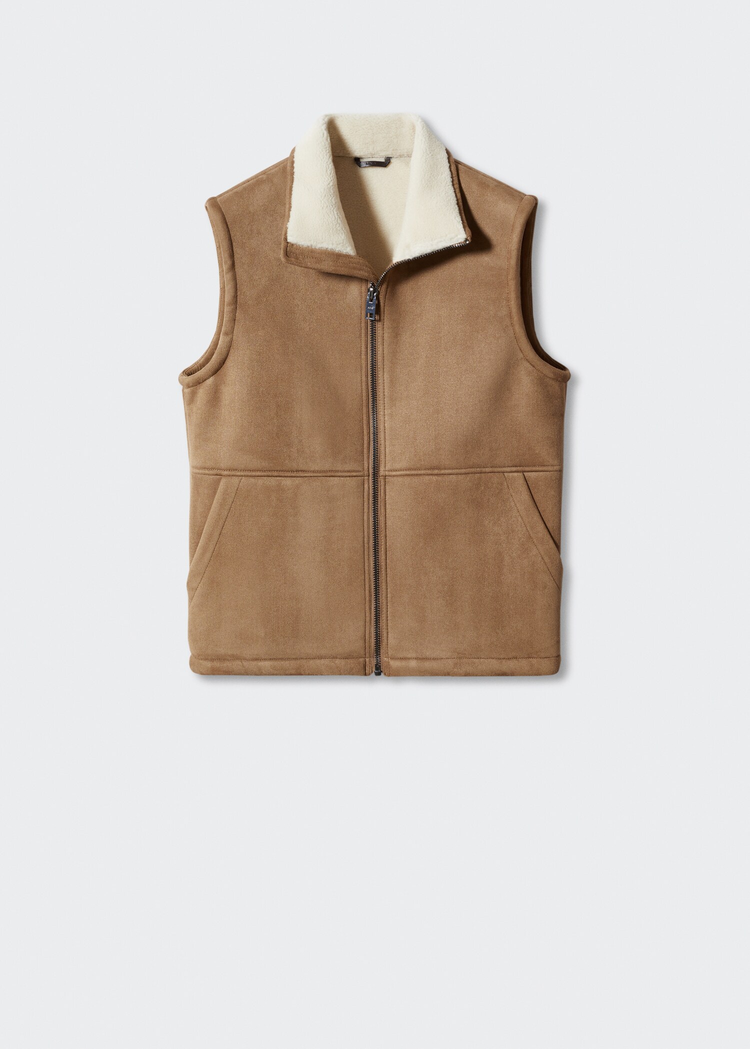 Shearling-lined leather-effect gilet - Article without model