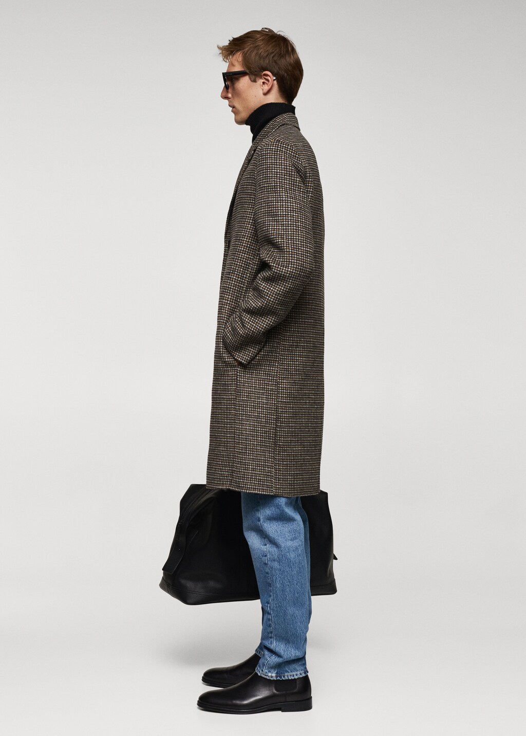 Houndstooth long coat hot sale