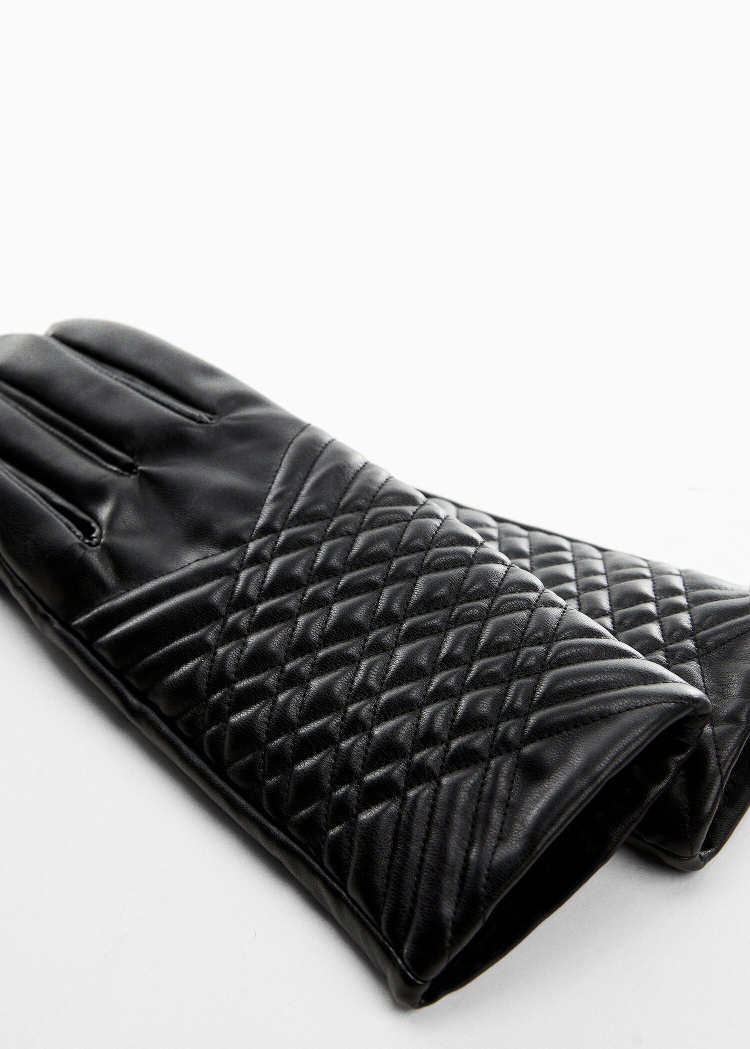 Padded leather-effect gloves - Medium plane