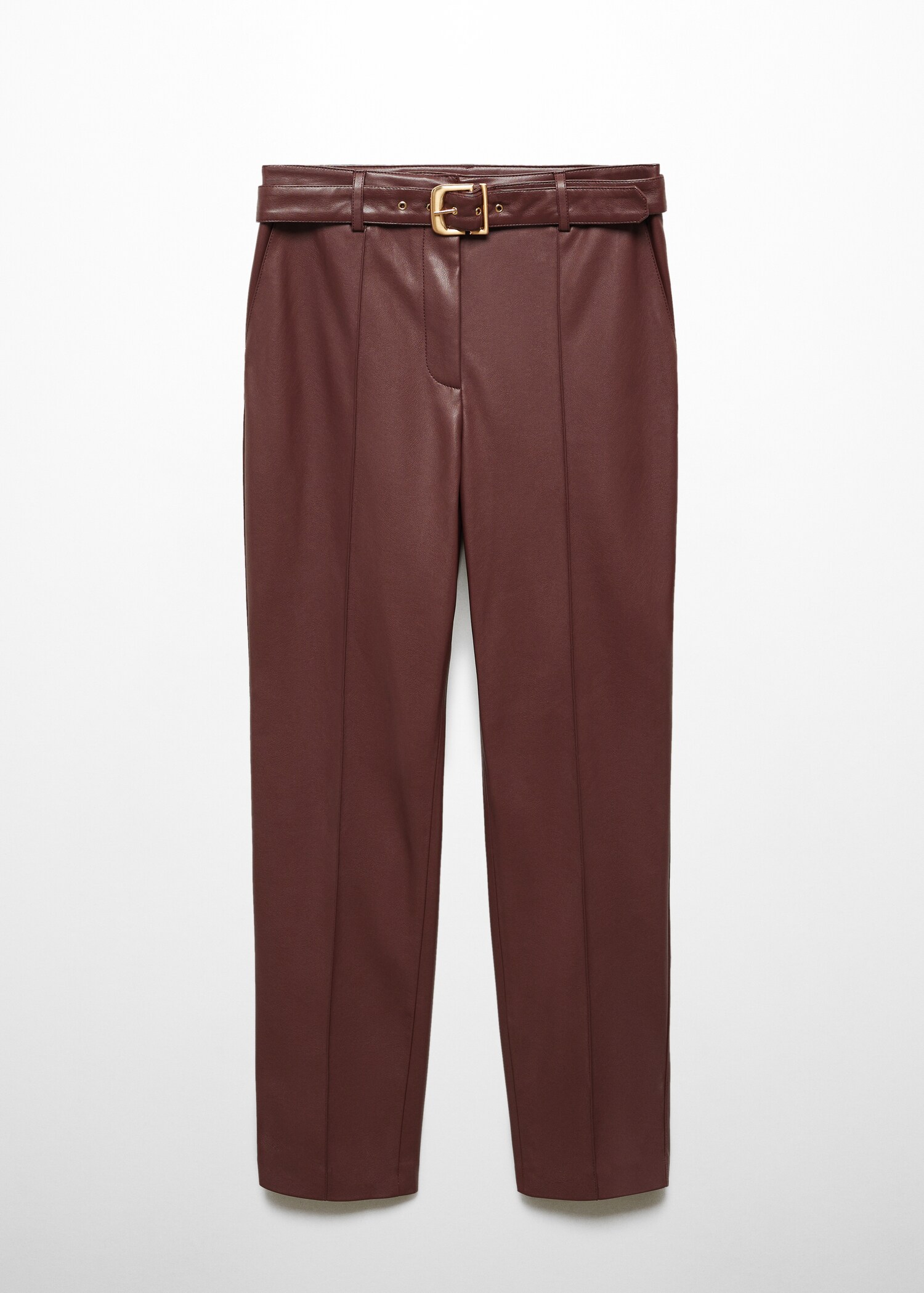 Leather-effect trousers with belt - Article without model