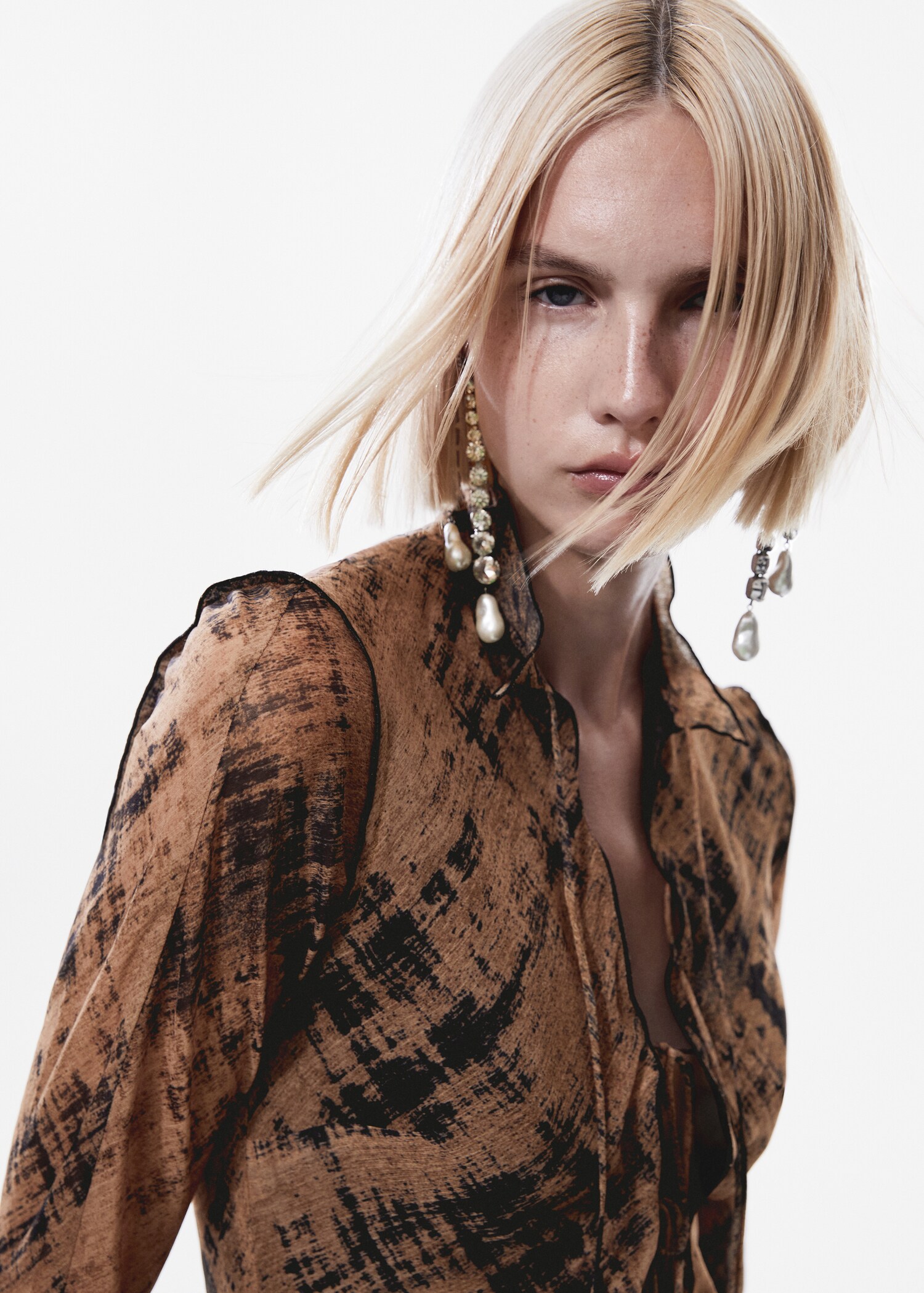 Printed semi-transparent dress - Details of the article 1