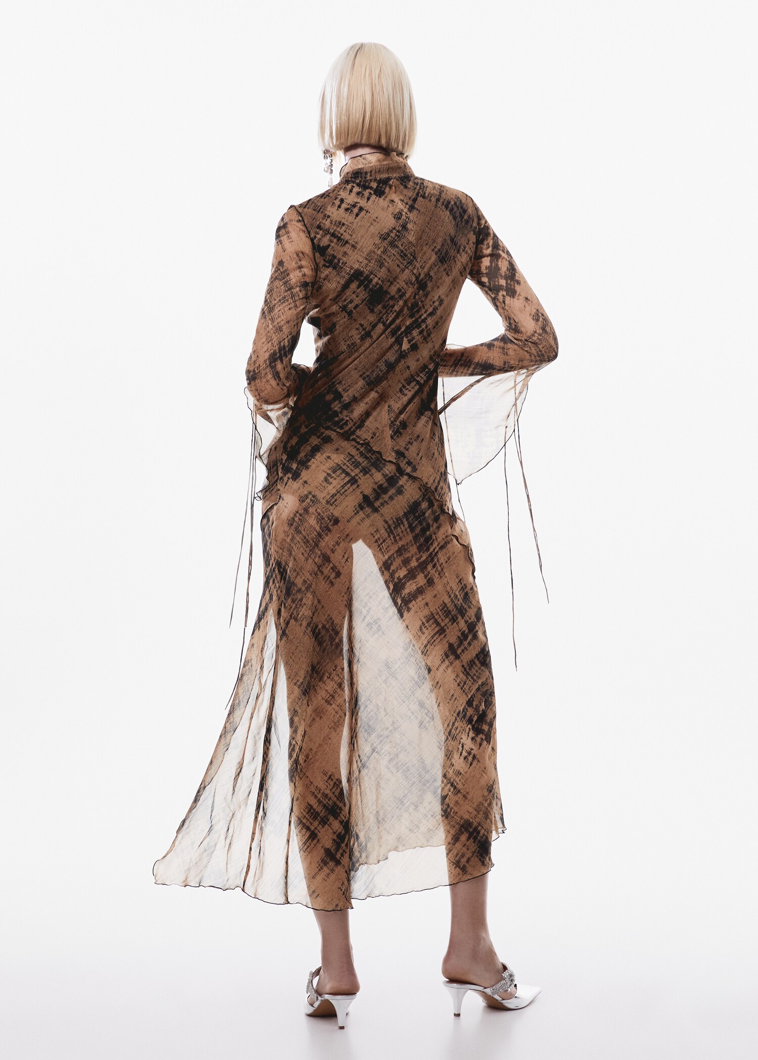 Printed semi-transparent dress - Reverse of the article