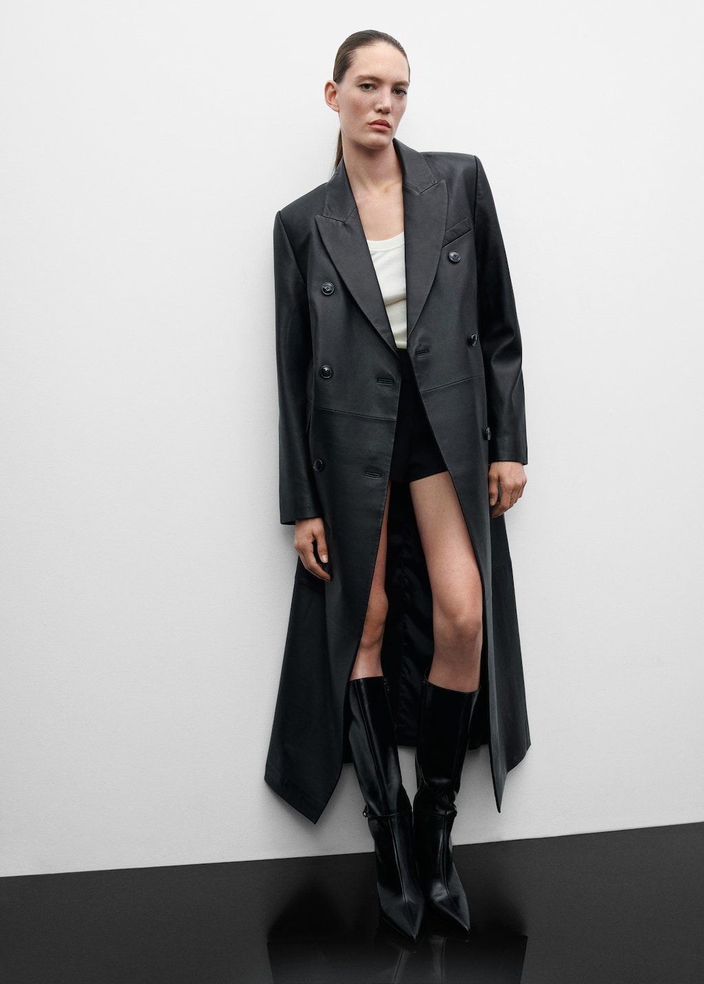 Double-breasted leather coat - Women | MANGO Kosovo Double-breasted leather coat - Women | MANGO Kosovo